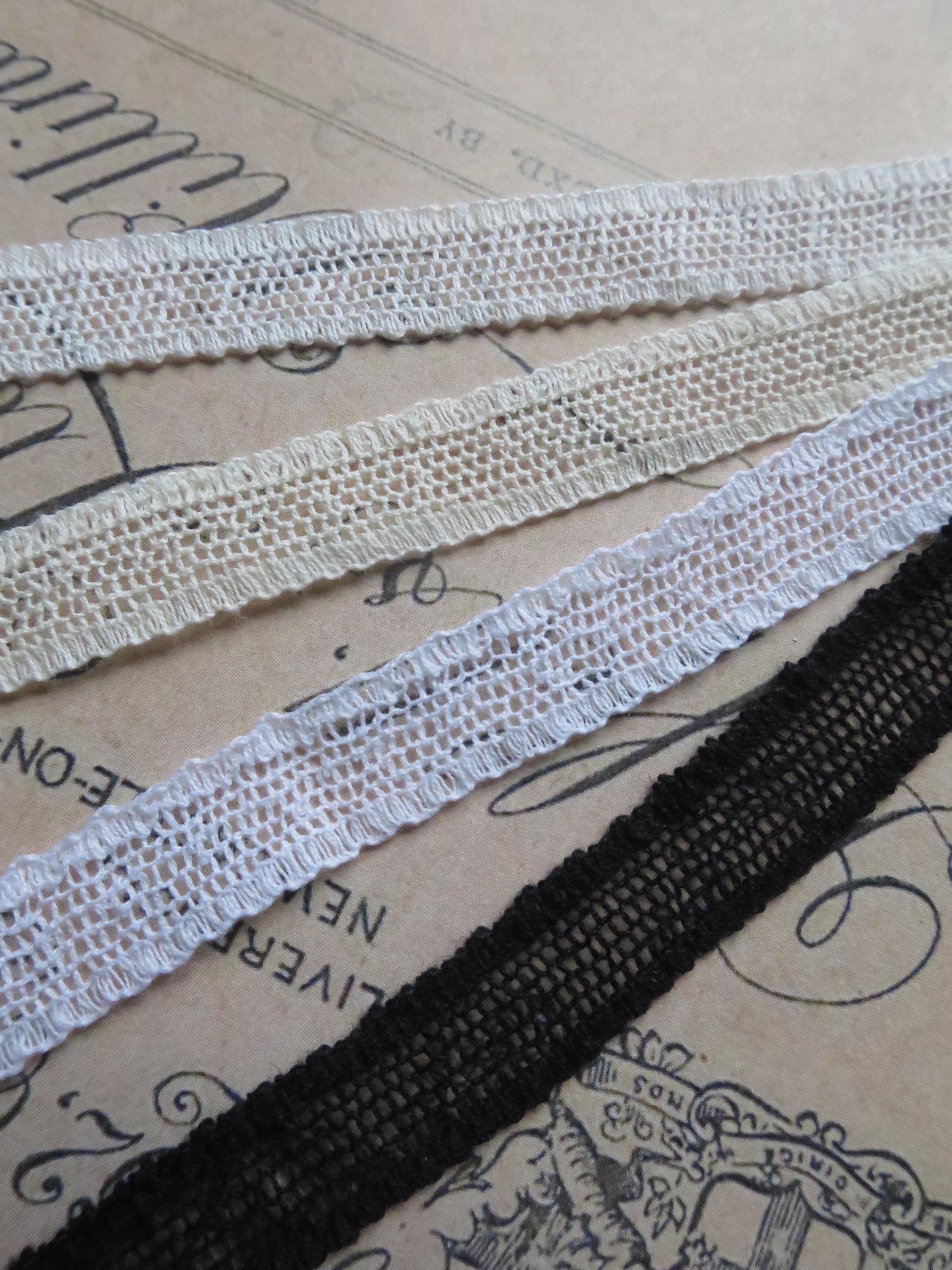 English Nottingham Lace- Plain Net Insertion- 0.8 cm