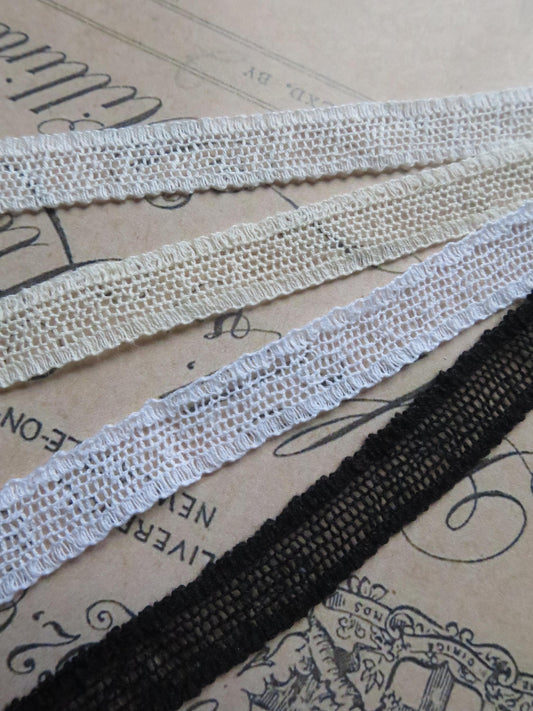 English Nottingham Lace- Plain Net Insertion- 0.8 cm