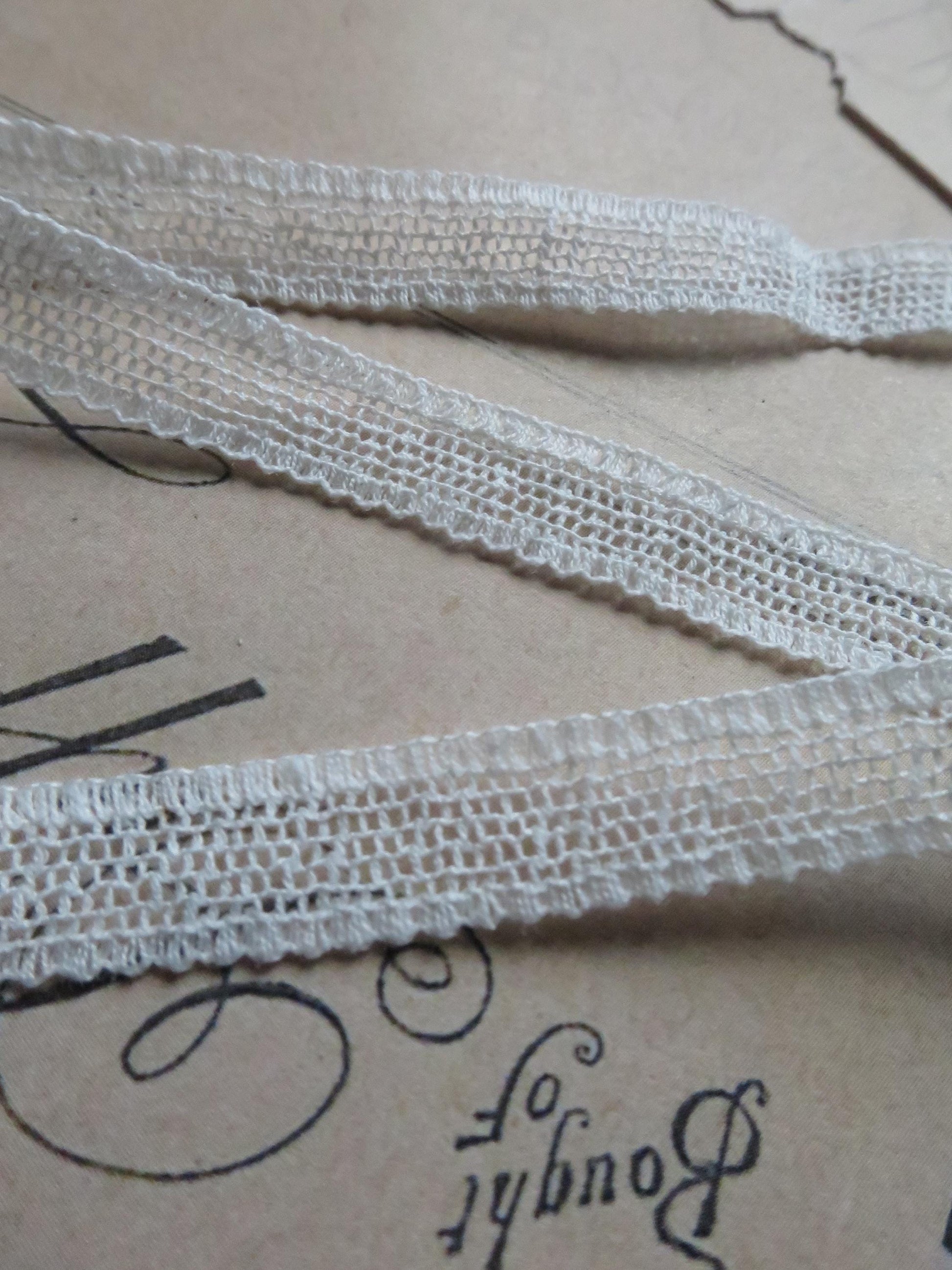 English Nottingham Lace- Plain Net Insertion- 0.8 cm