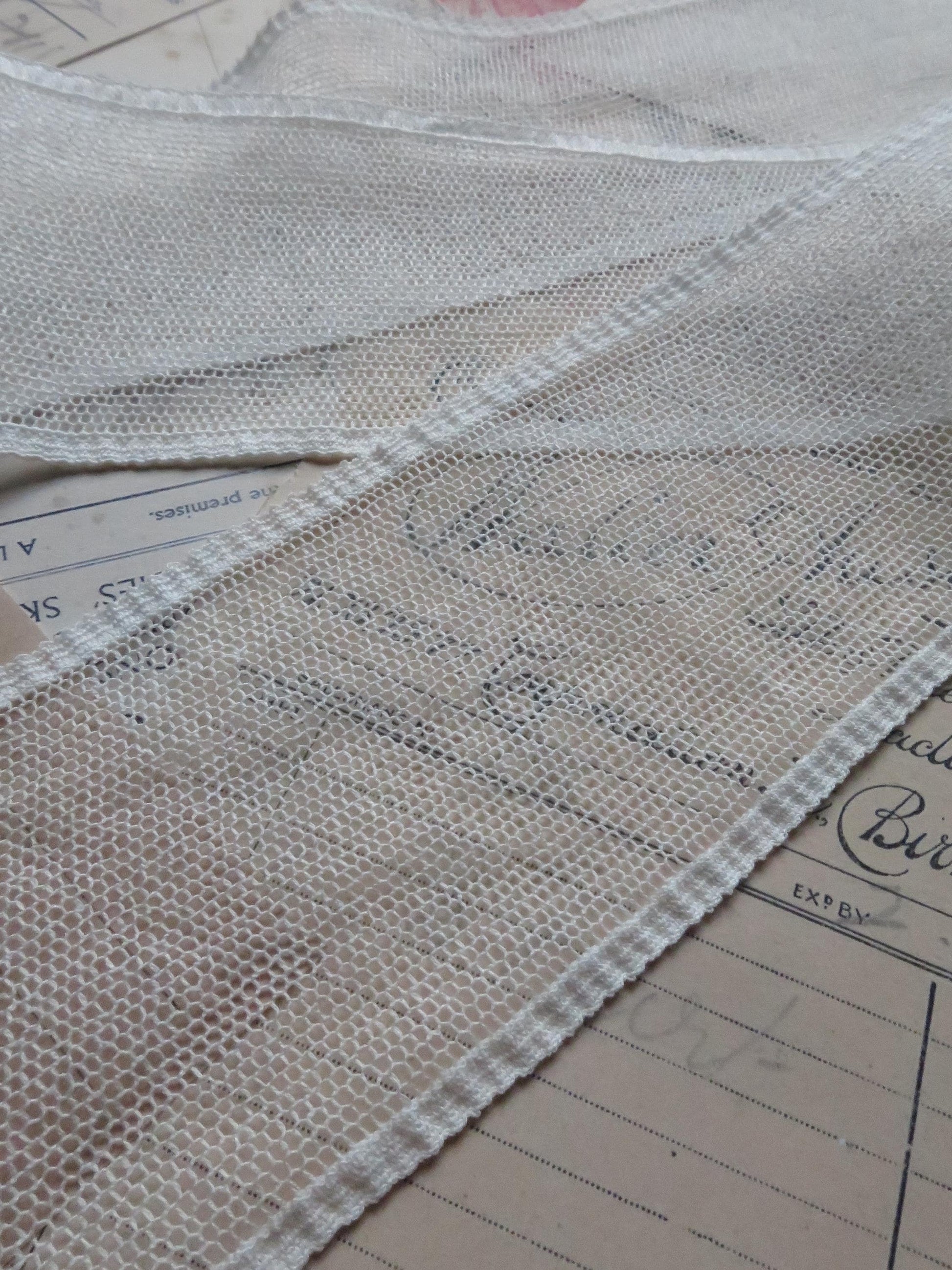 English Nottingham Lace- Plain Net Insertion- 7.8 cm