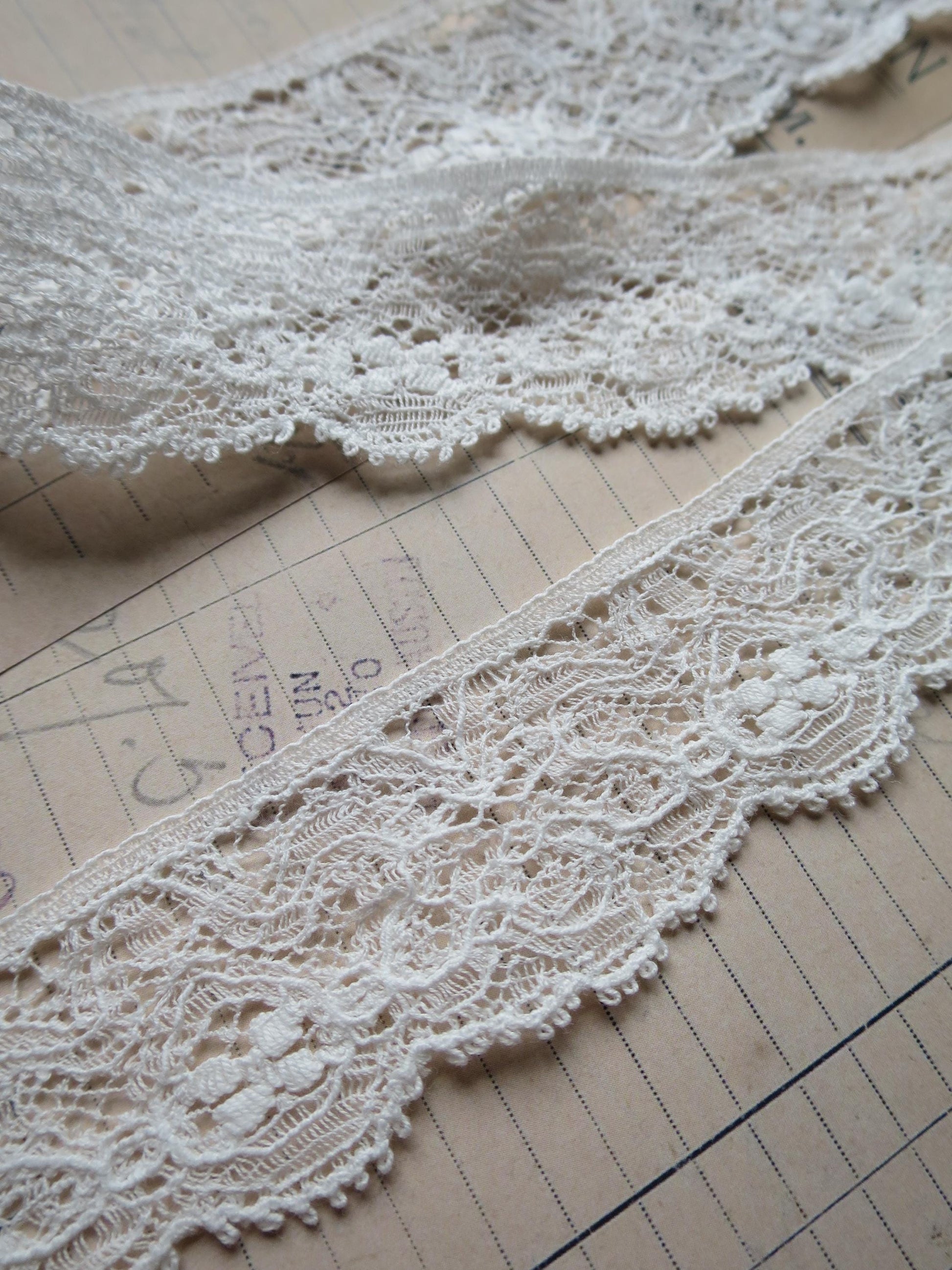 English Nottingham Lace- Intricate Frothy Guipure- 3.7 cm
