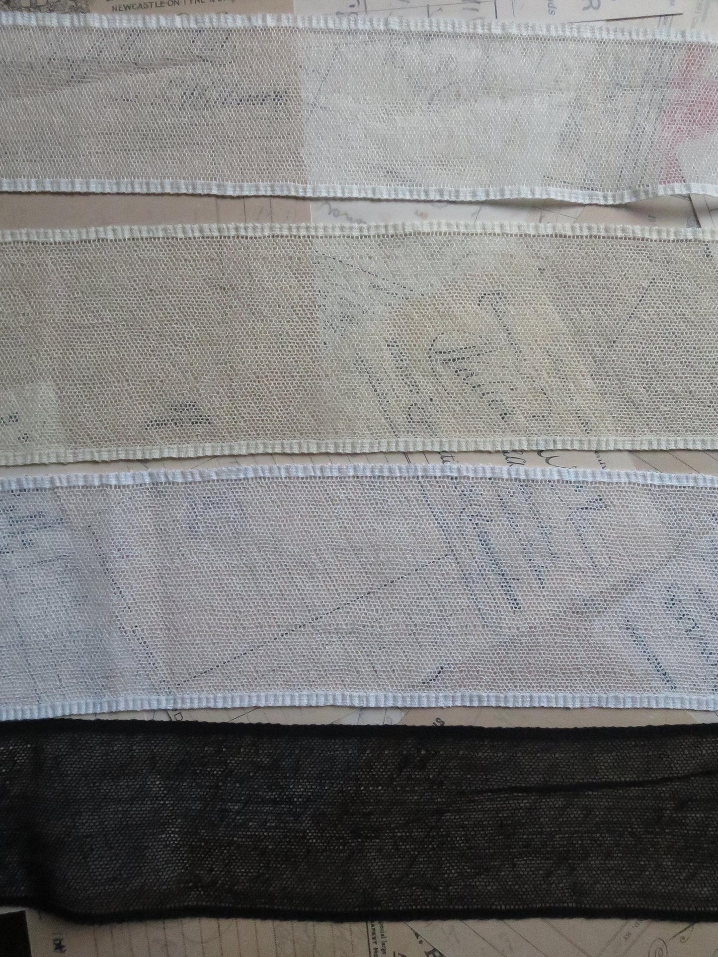 English Nottingham Lace- Plain Net Insertion- 7.8 cm