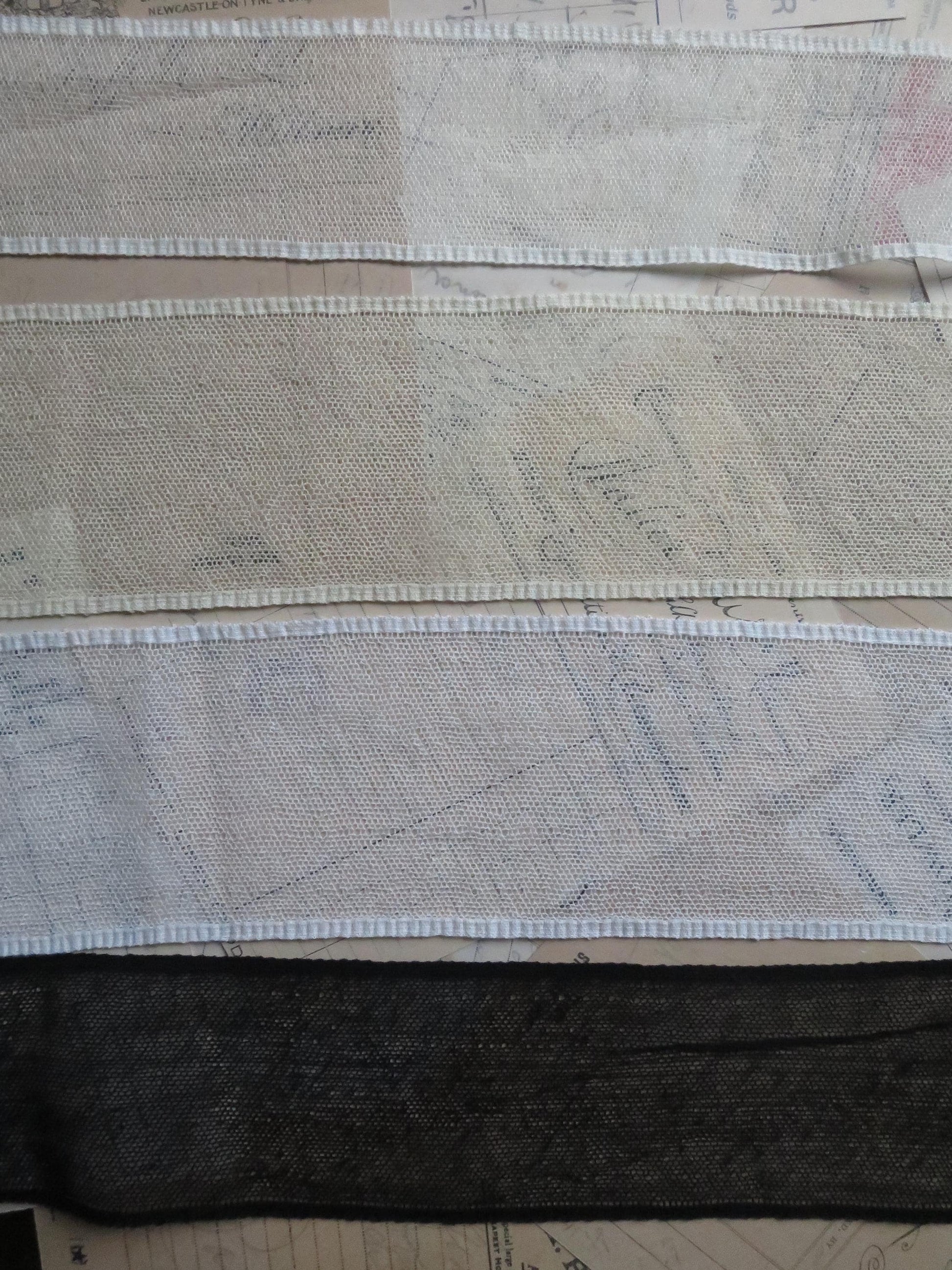 English Nottingham Lace- Plain Net Insertion- 7.8 cm