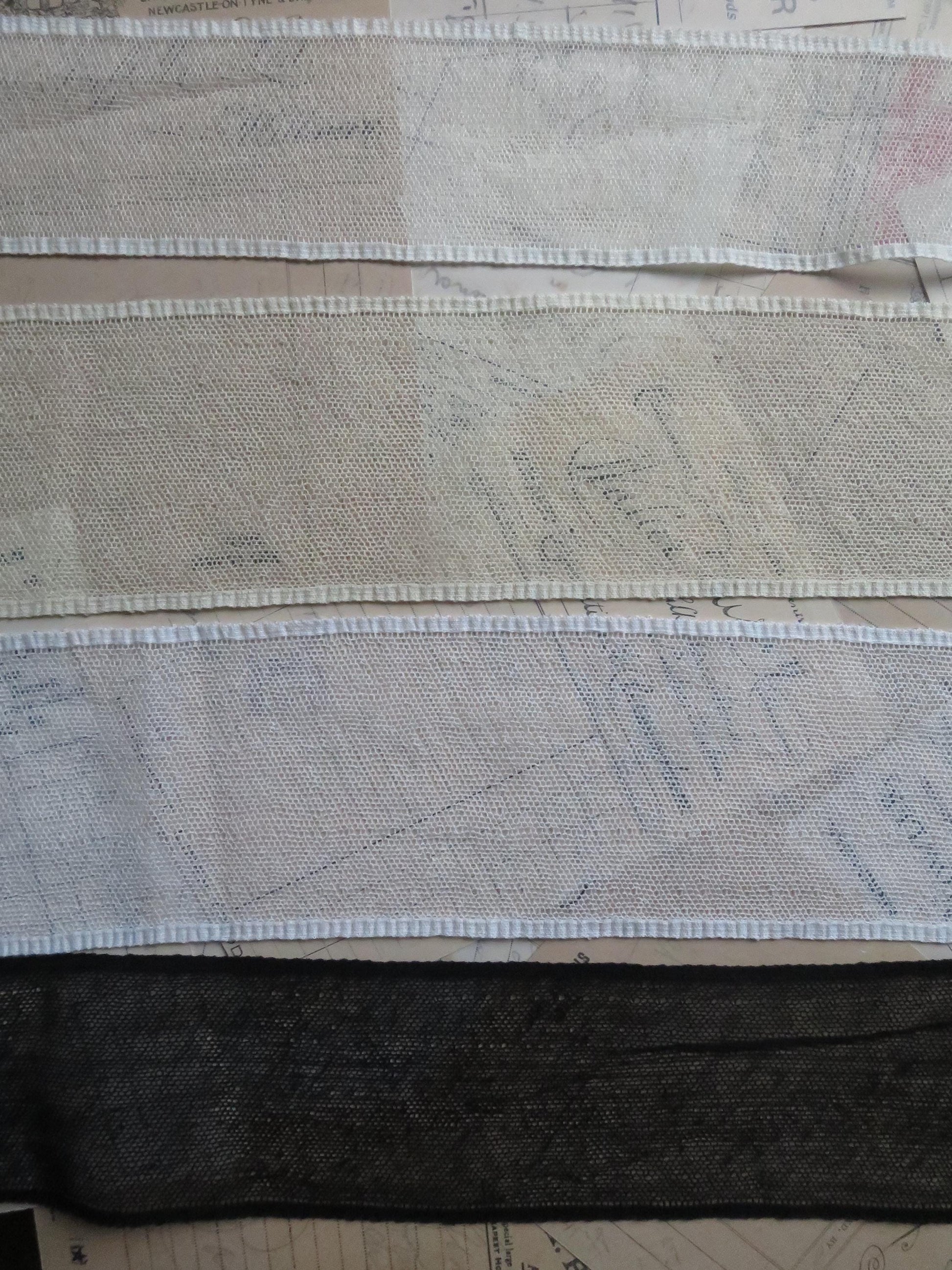 English Nottingham Lace- Plain Net Insertion- 7.8 cm