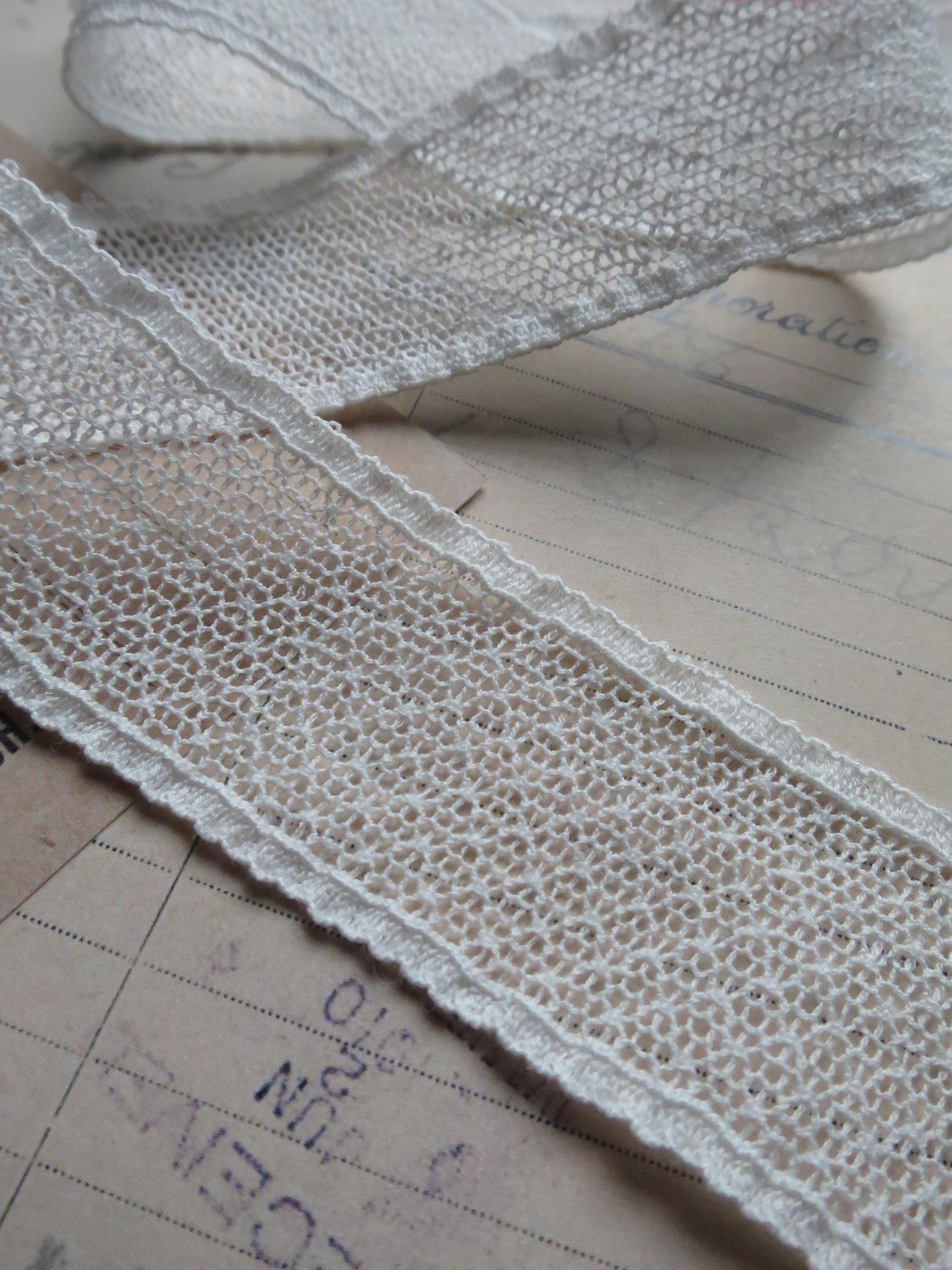 English Nottingham Lace- Open Net- Insertion- 3 cm