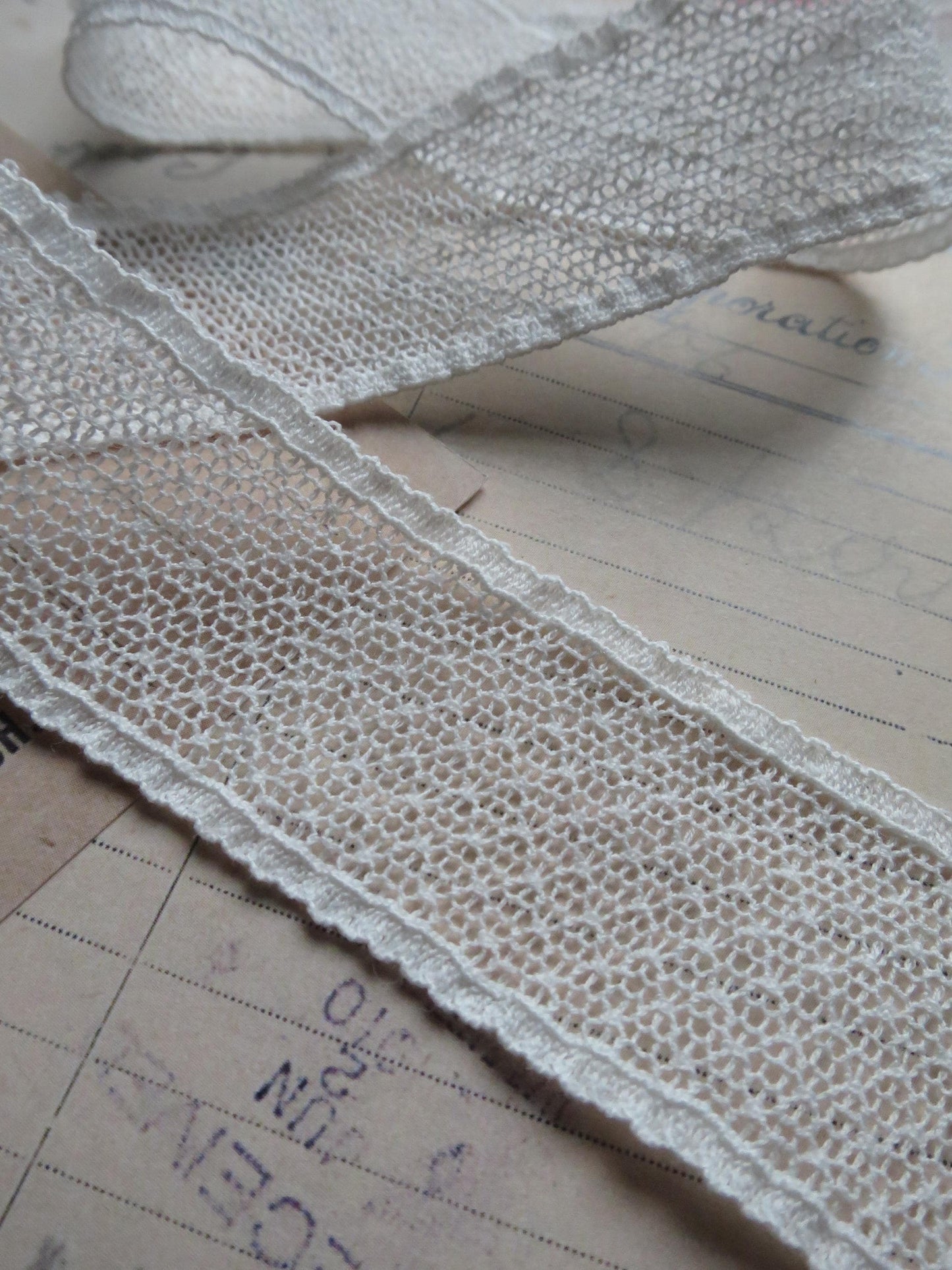 English Nottingham Lace- Open Net- Insertion- 3 cm