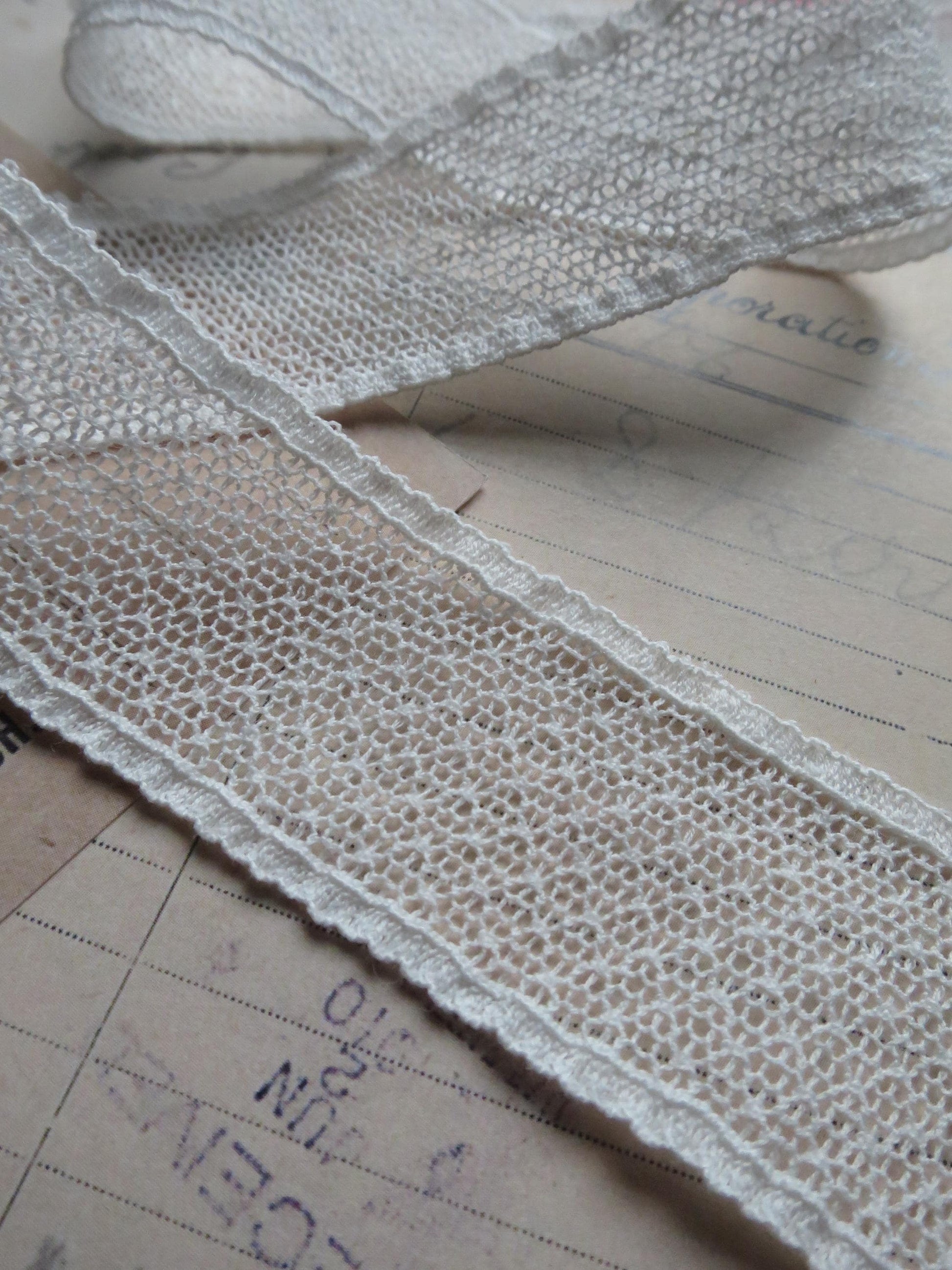 English Nottingham Lace- Open Net- Insertion- 3 cm