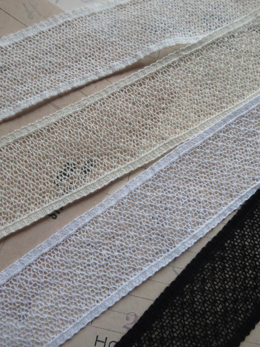 English Nottingham Lace- Open Net- Insertion- 3 cm