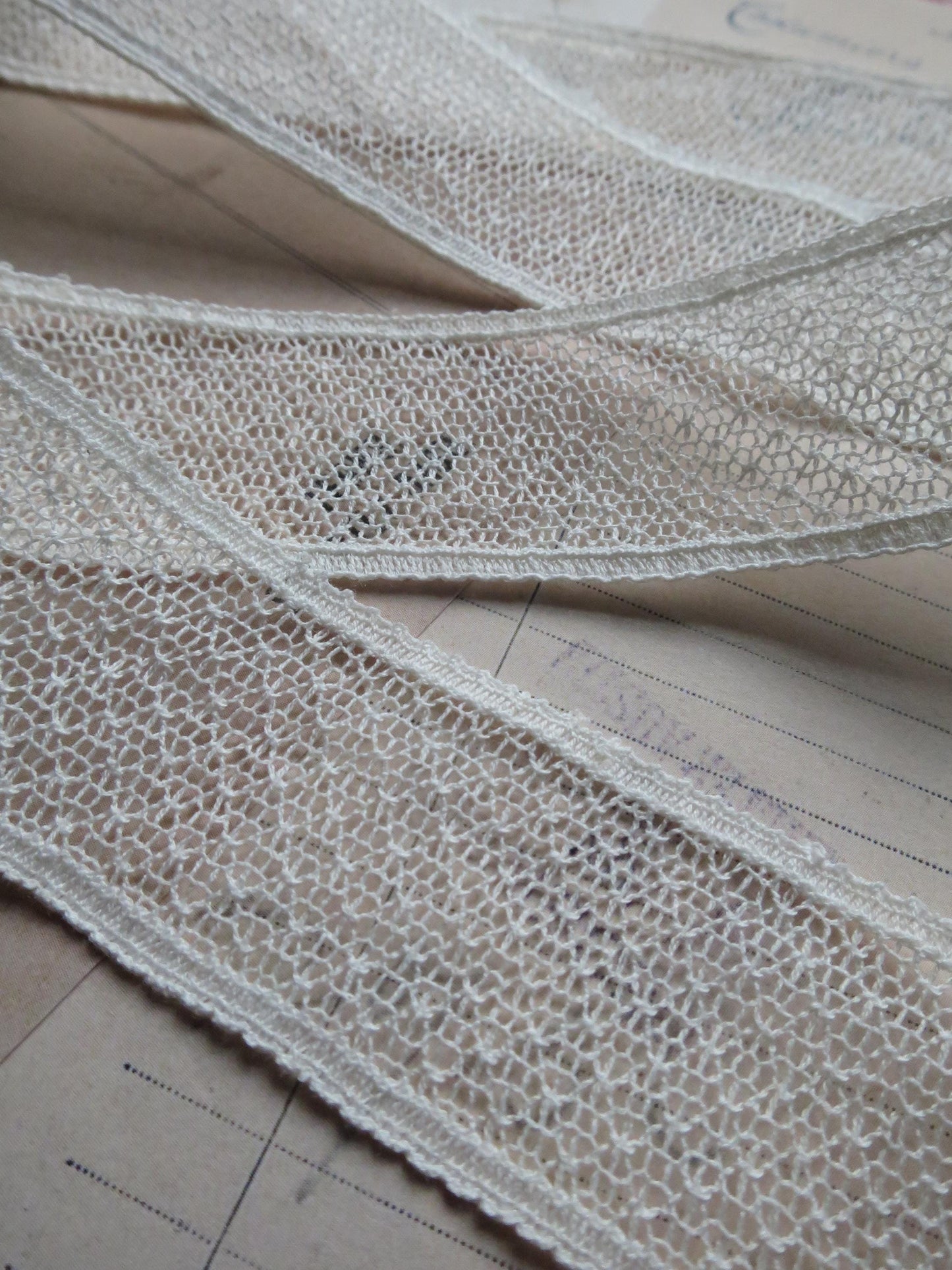 English Nottingham Lace- Open Net- Insertion- 3 cm