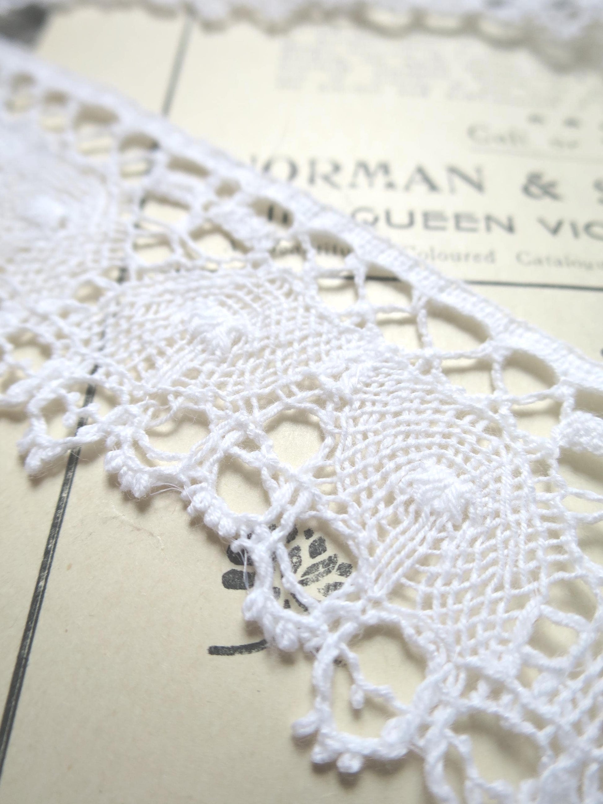 White English Nottingham Cluny Lace- Openwork Torchon- 4.3 cm