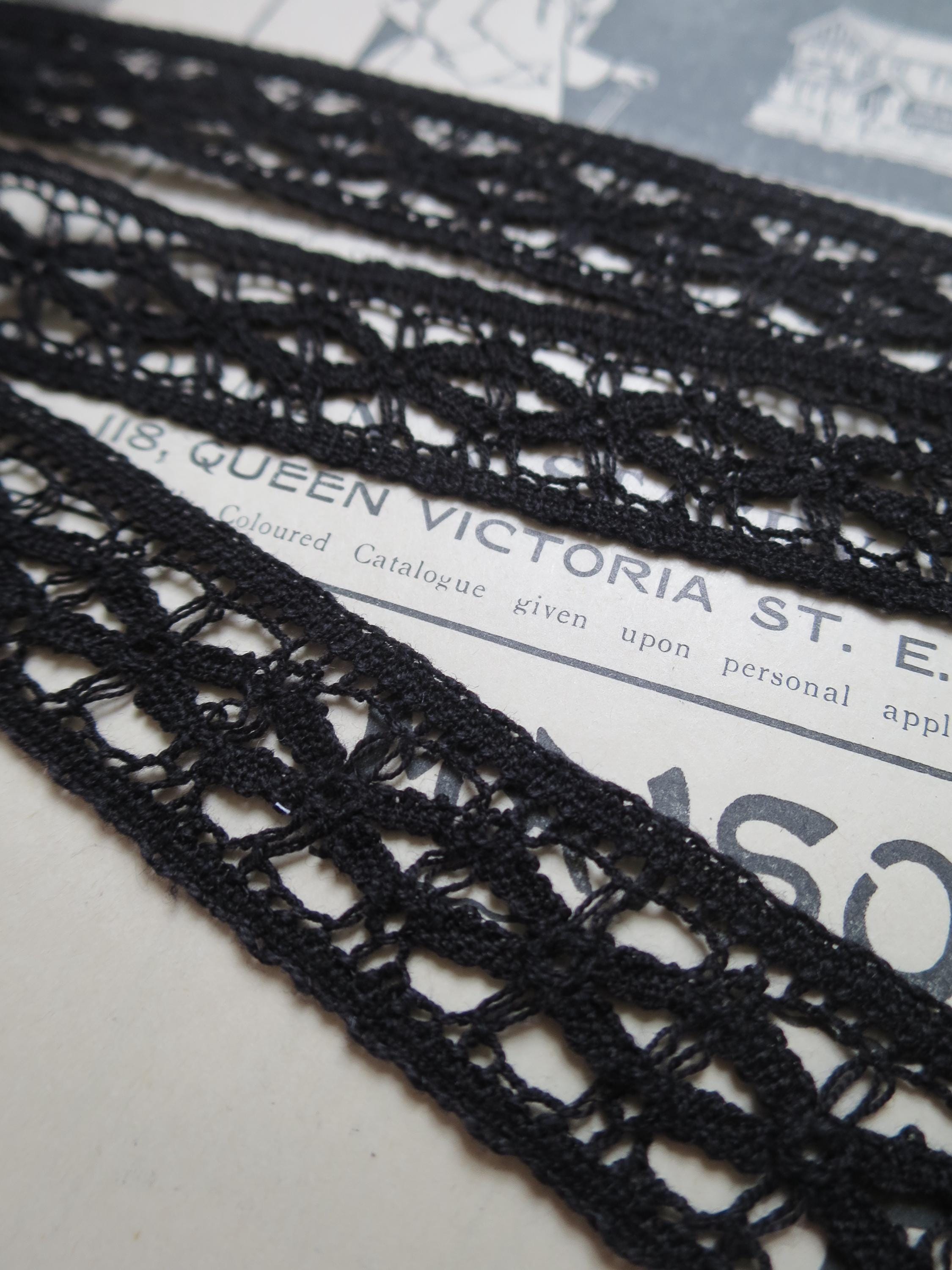 Black English Nottingham Cluny Lace- Lattice- Insertion- 2.3 cm