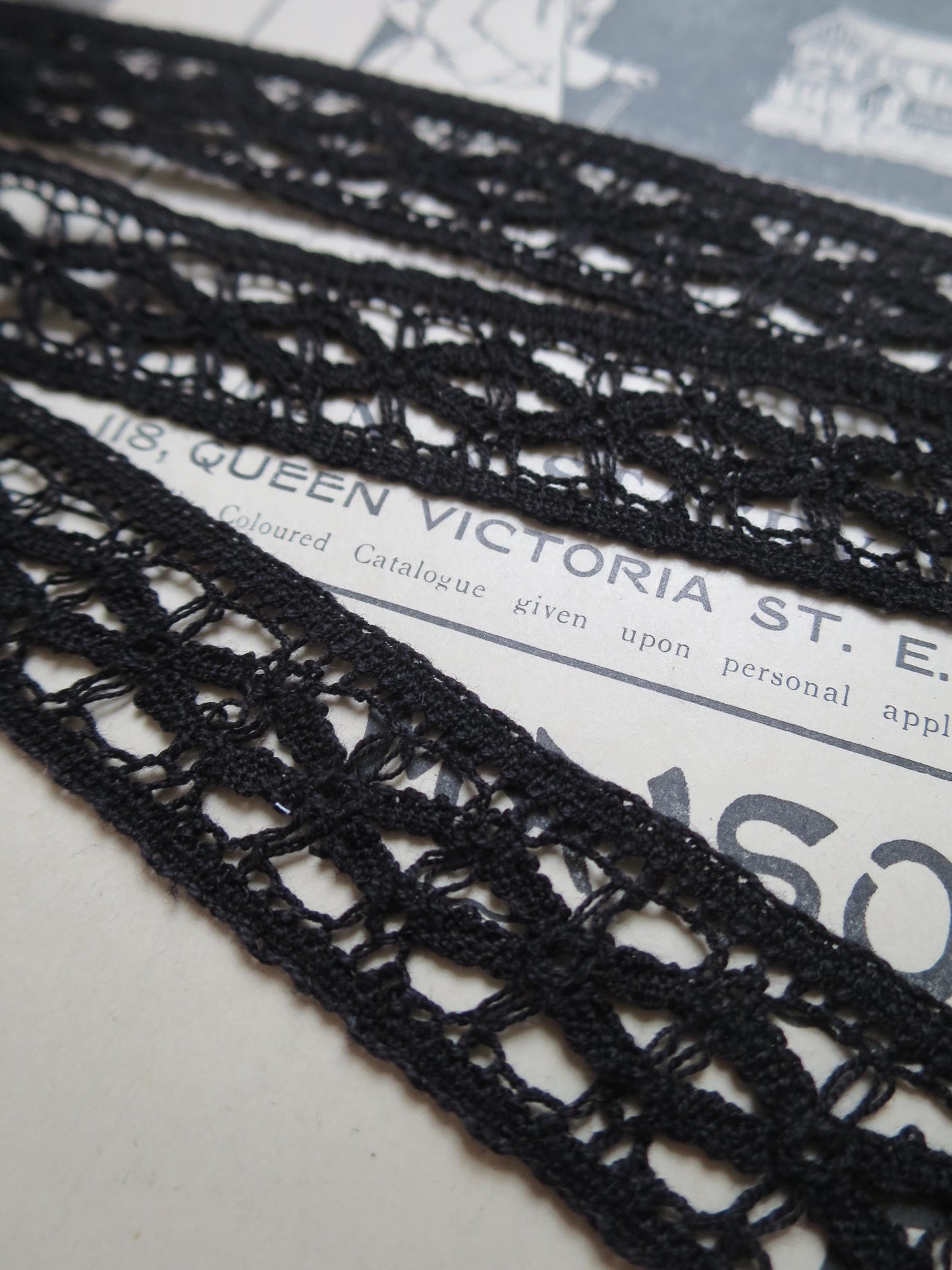 Black English Nottingham Cluny Lace- Lattice- Insertion- 2.3 cm
