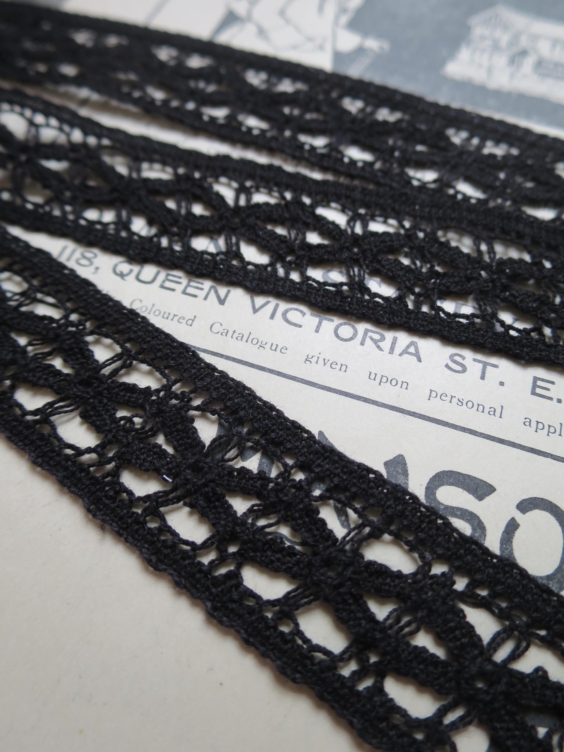 Black English Nottingham Cluny Lace- Lattice- Insertion- 2.3 cm