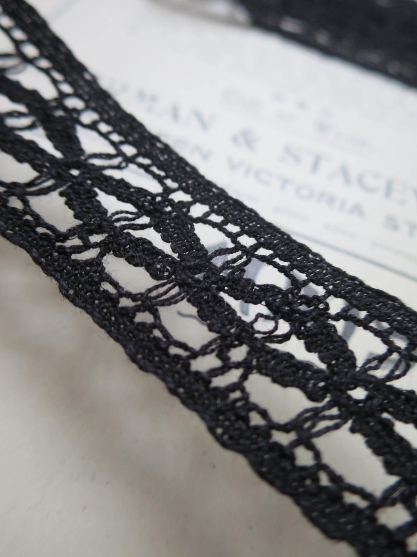 Black English Nottingham Cluny Lace- Lattice- Insertion- 2.3 cm