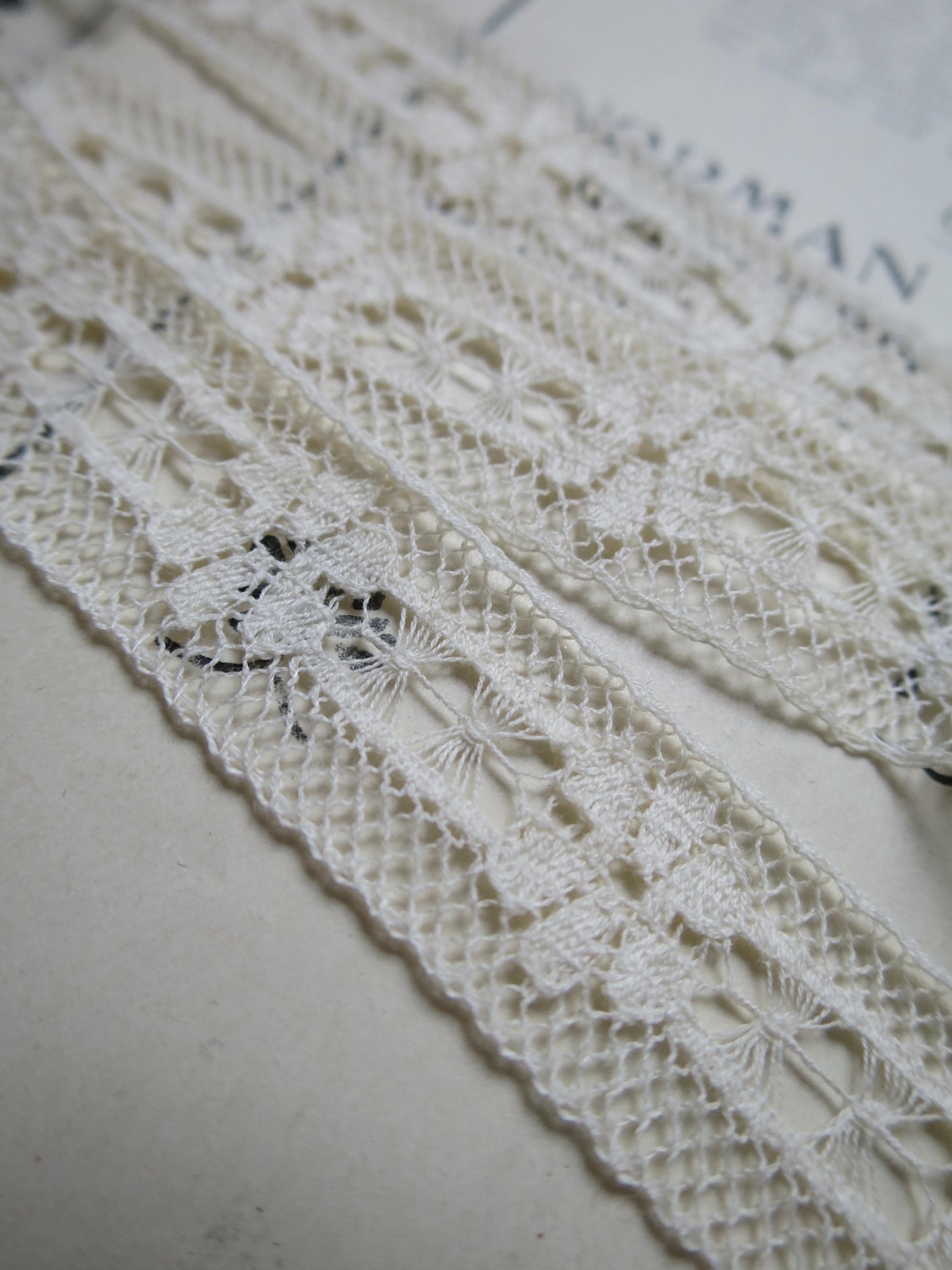 Ecru English Nottingham Lace- Floral & Openwork Insertion Lace 1.7 cm