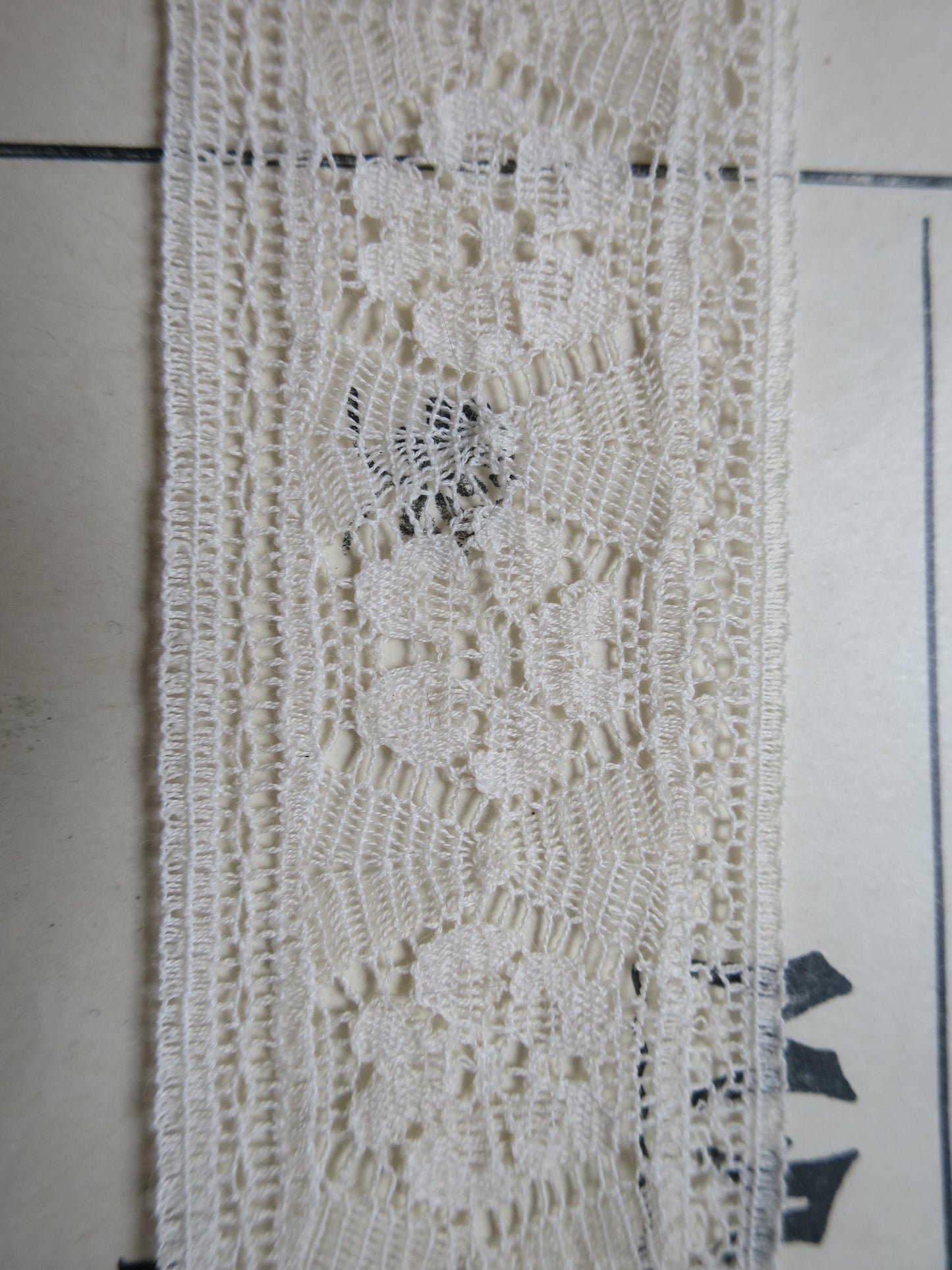 Ecru English Nottingham Lace- Fine Floral Torchon- Insertion- 3.5 cm