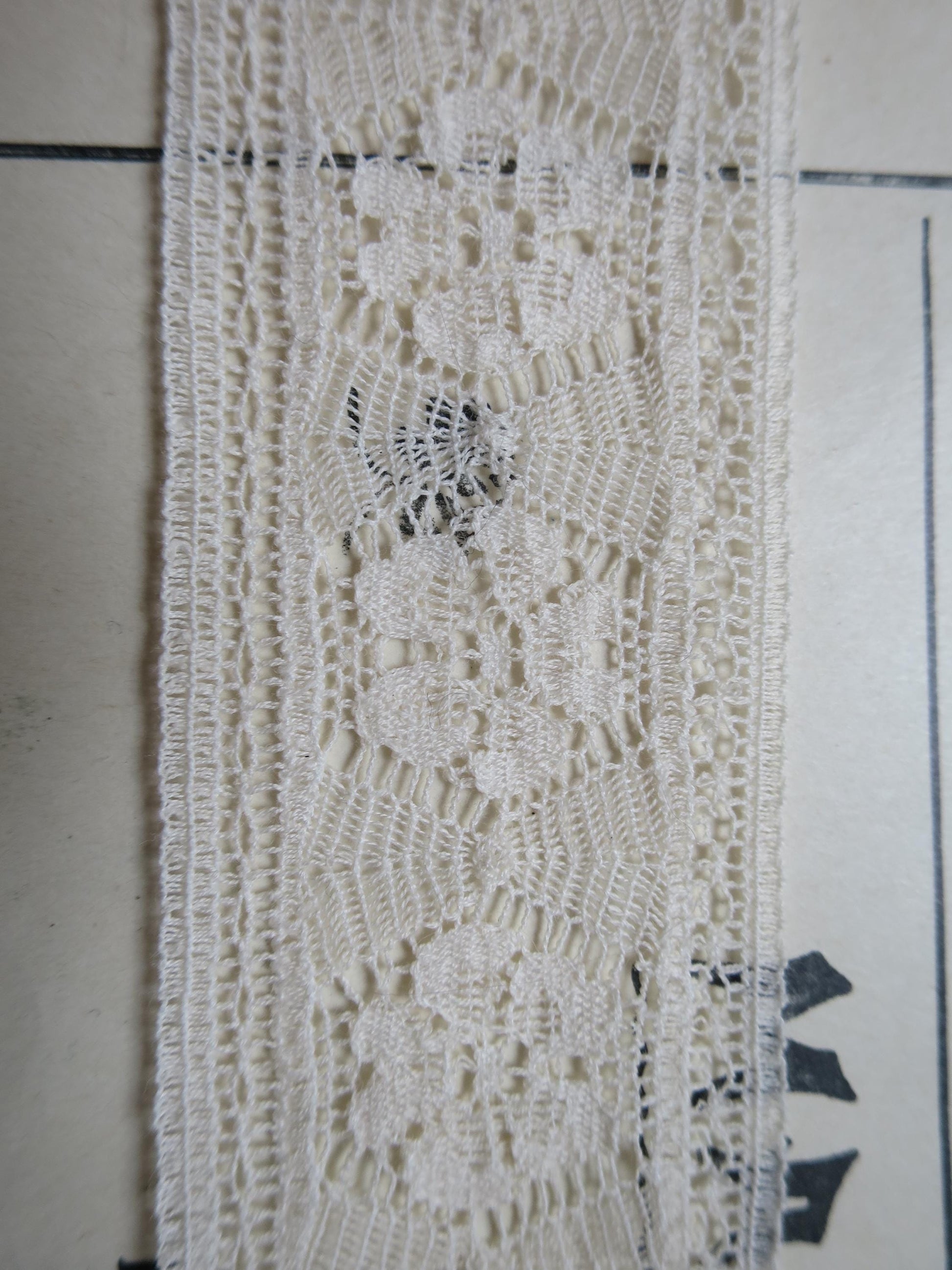 Ecru English Nottingham Lace- Fine Floral Torchon- Insertion- 3.5 cm