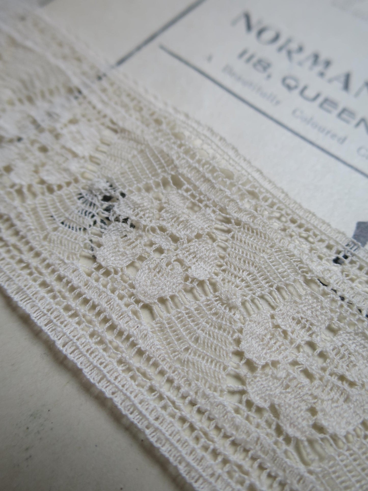 Ecru English Nottingham Lace- Fine Floral Torchon- Insertion- 3.5 cm
