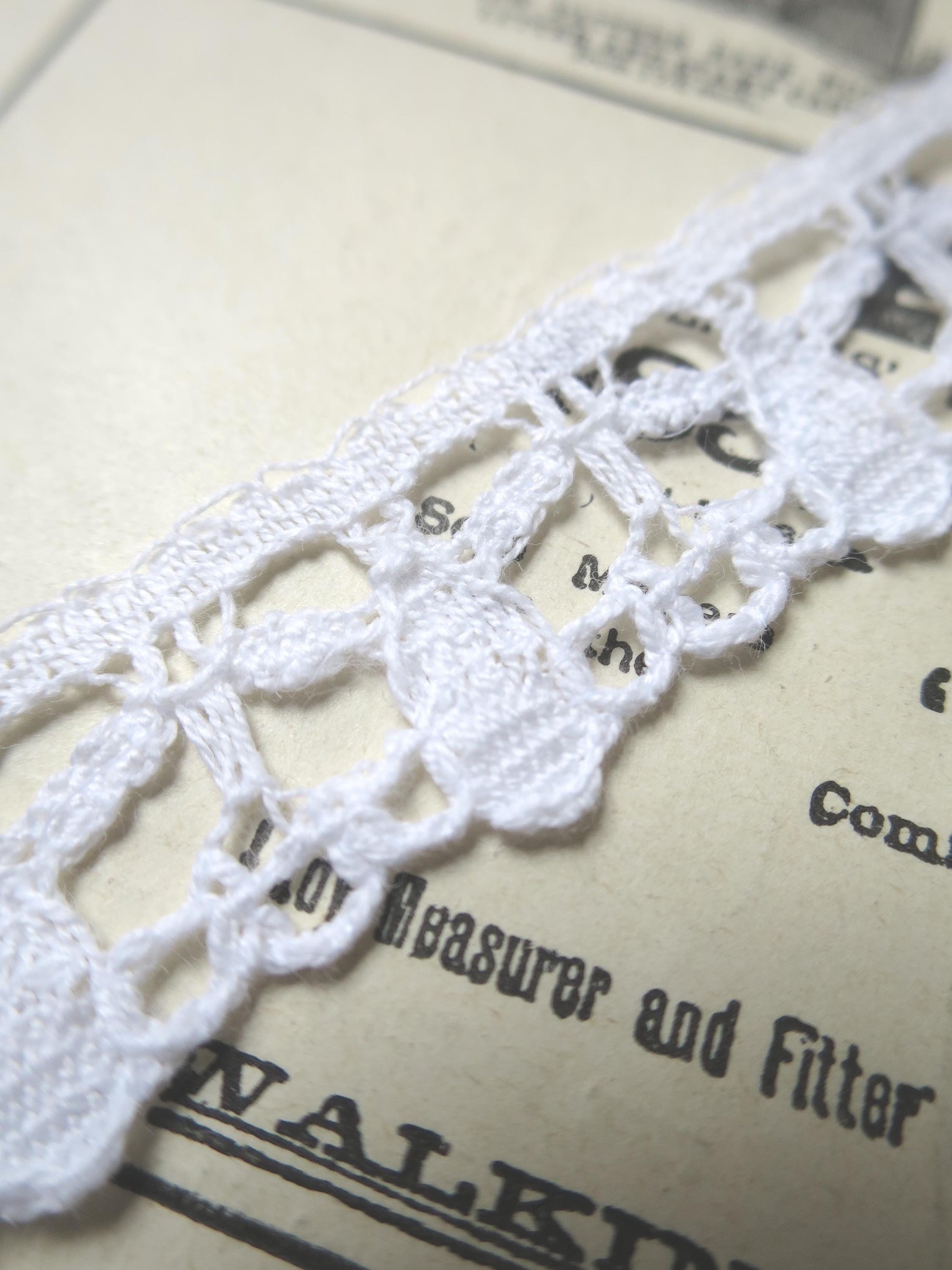 White English Nottingham Cluny Lace- Teardrops- 2 cm