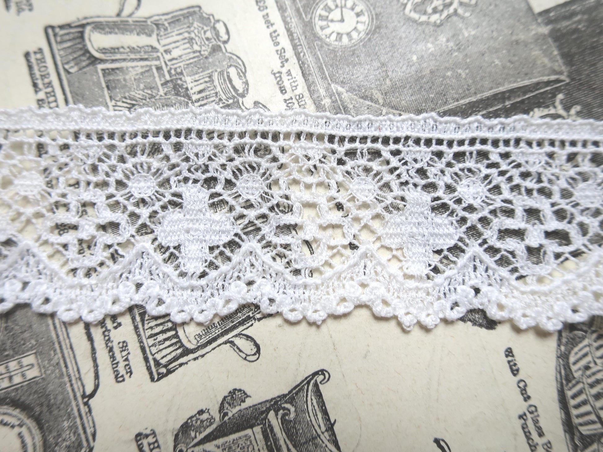 Off White English Nottingham Lace- Liturgical Ecclesiastical- Cutwork- 2.7 cm