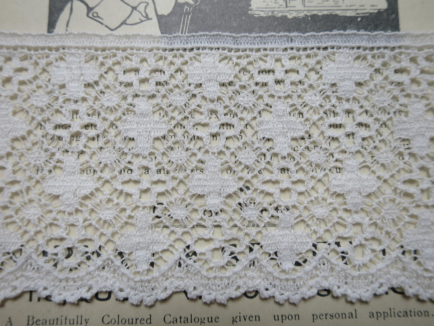 Off White English Nottingham Lace- Liturgical Ecclesiastical- Cutwork- 5.5 cm