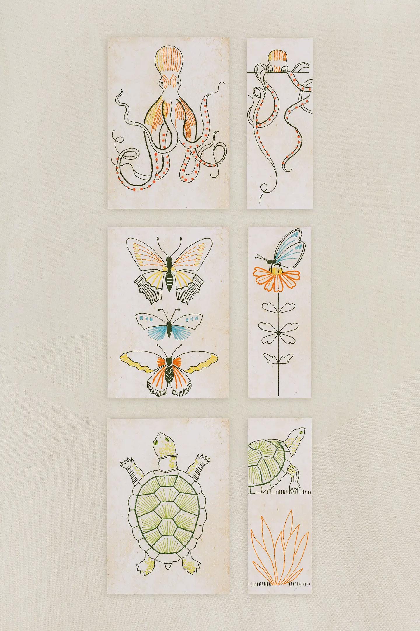 Animals- Nathalie Weinzaepflen- DMC Easy Cards & Bookmarks Embroidery Kit
