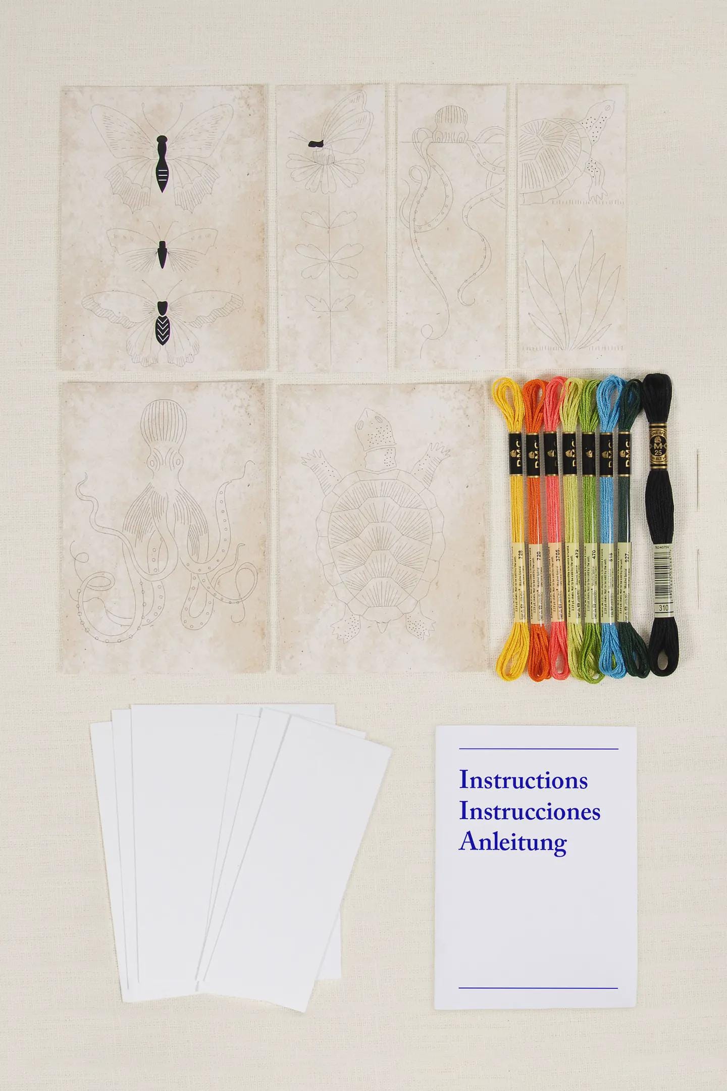 Animals- Nathalie Weinzaepflen- DMC Easy Cards & Bookmarks Embroidery Kit