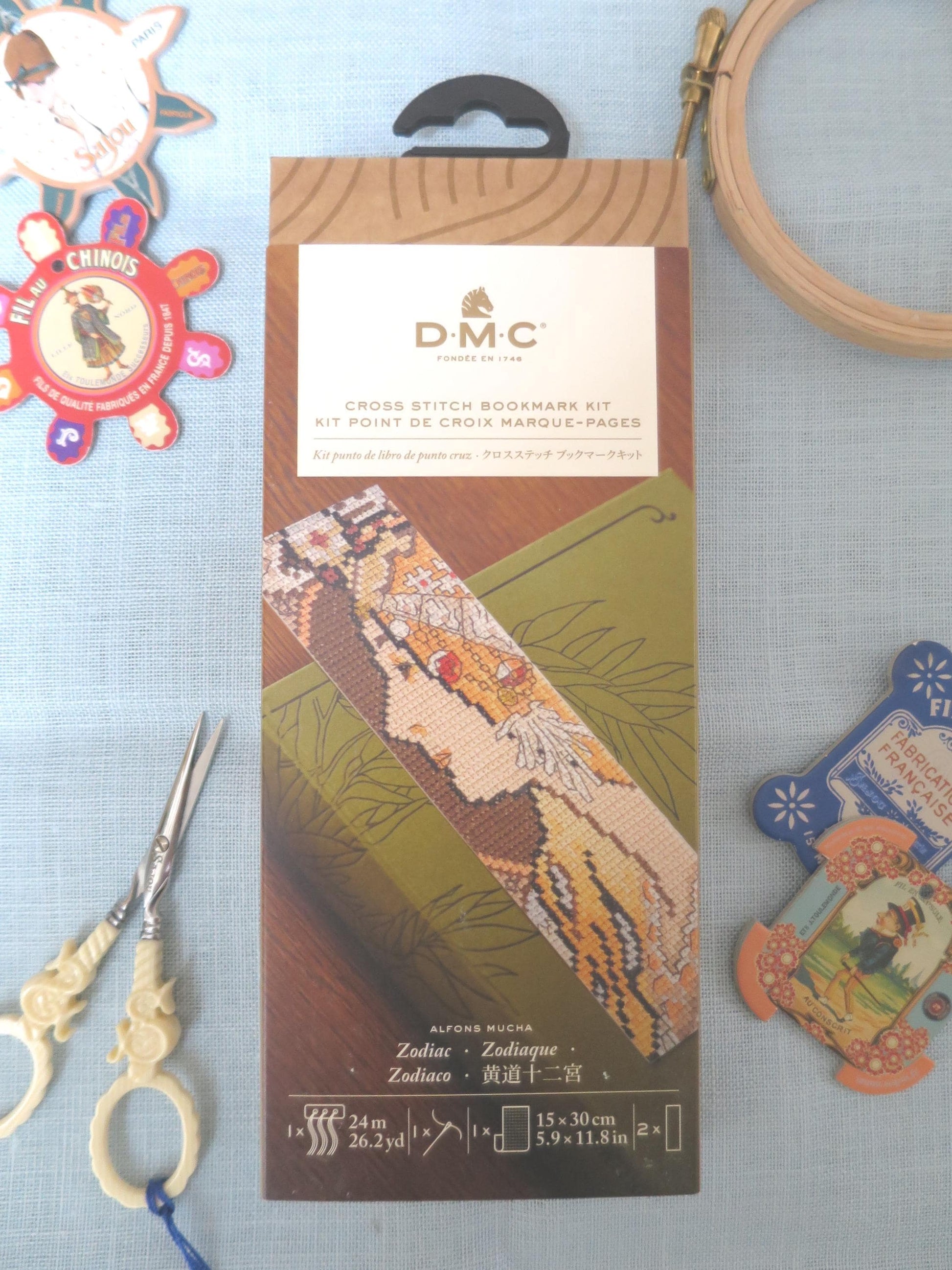 Zodiac- Alfons Mucha- DMC Cross Stitch Bookmark kit