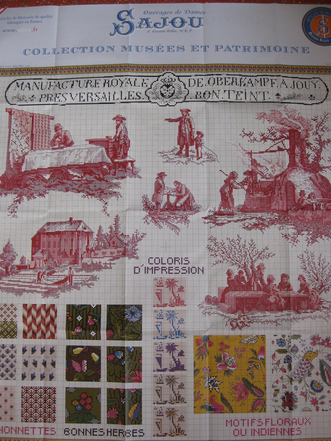 Sajou Museum & Heritage Gift Box Cross Stitch Kit- History of Toile du Jouy Fabric
