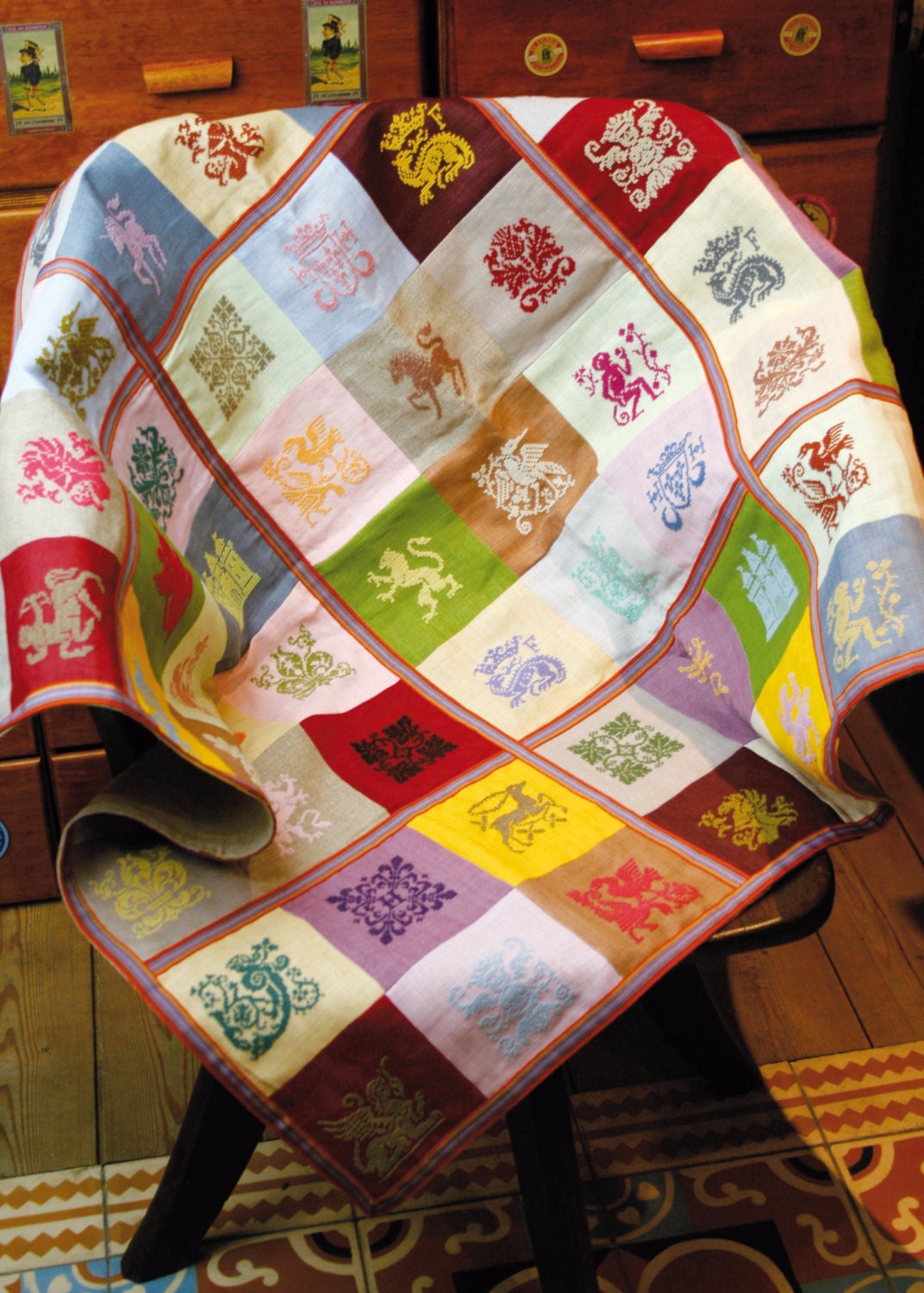 Sajou Gift Box Cross Stitch Boxed Kit- Chambord Plaid Linen Throw