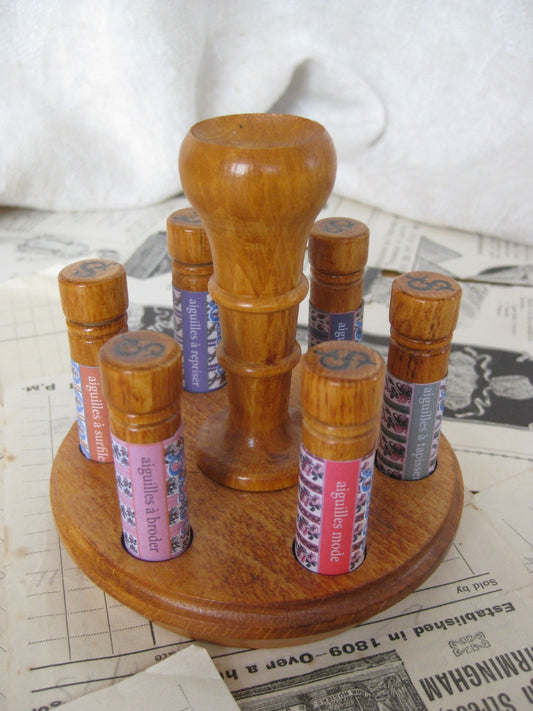 Sajou Wooden Needle Case & Needles- Embroidery Millinery Tapestry Darning Sewing Oversewing