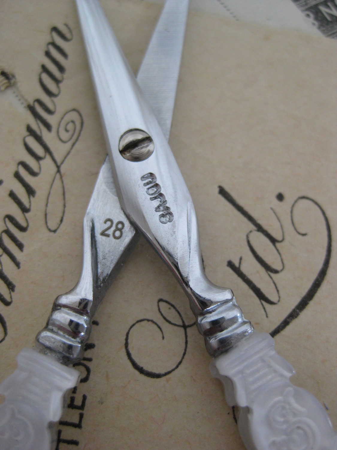 Sajou 'Swan' Mother of Pearl Style Hand Paired Embroidery Scissors