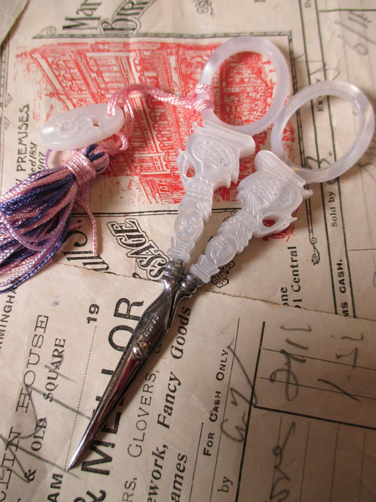 Sajou 'Swan' Mother of Pearl Style Hand Paired Embroidery Scissors