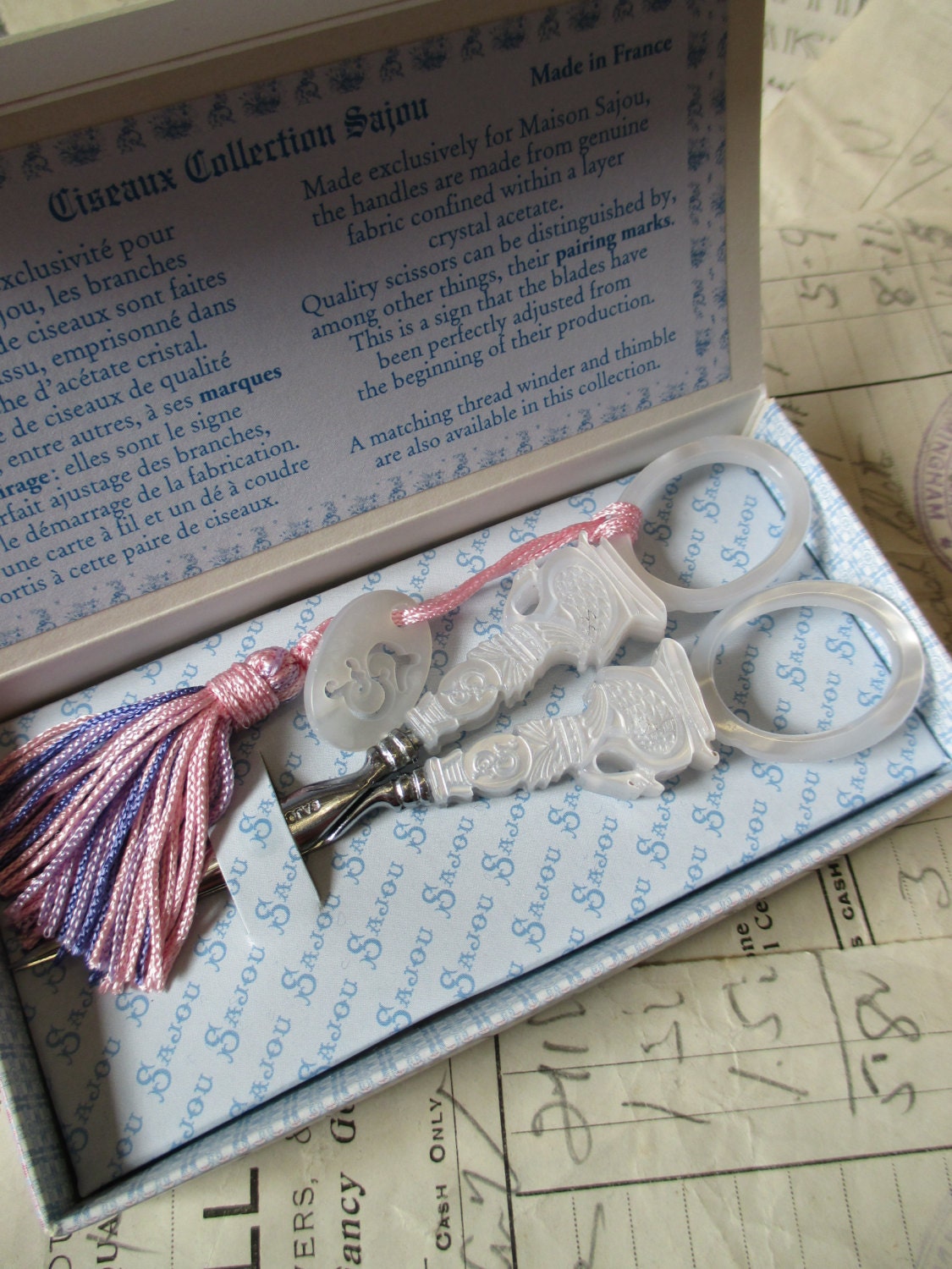 Sajou 'Swan' Mother of Pearl Style Hand Paired Embroidery Scissors