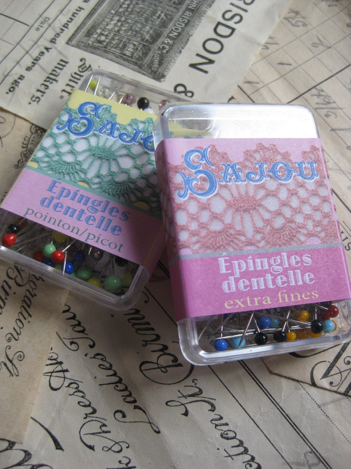 Sajou Murano Glass Head Bobbin Lace Pins, Extra Fine, Picots