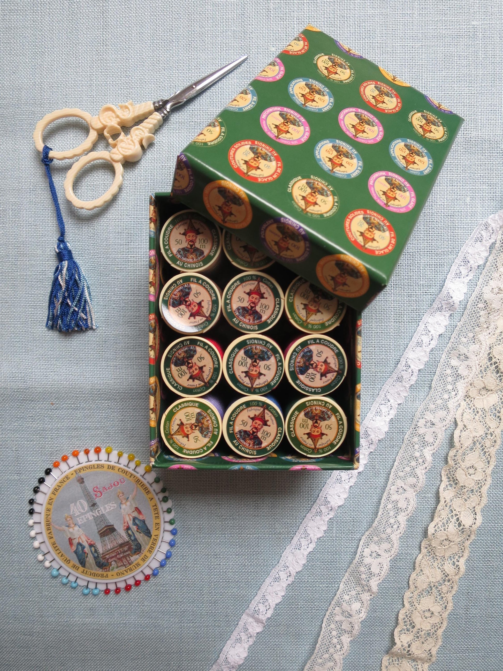 Sajou Boxed Set 12 Fil au Chinois Cotton Thread- No. 3 Vintage Tones