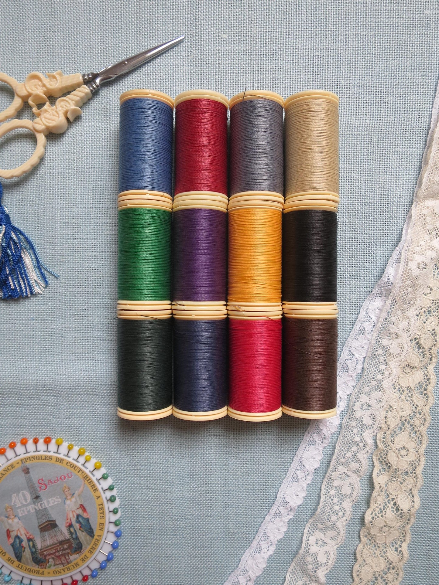 Sajou Boxed Set 12 Fil au Chinois Patchwork Thread- No. 4- Bright Tones