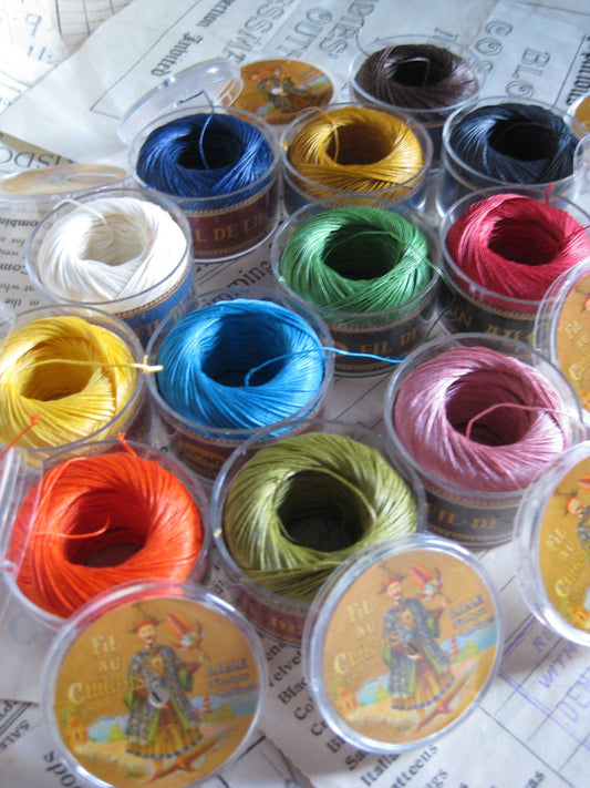 Box 12 Fil au Chinois 50 Meters No.40 Twisted Waxed Linen Thread Capsules 0.45mm