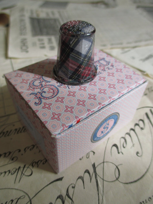 Sajou French Luxury Thimble- Mauchaline Ware Scottish Tartan