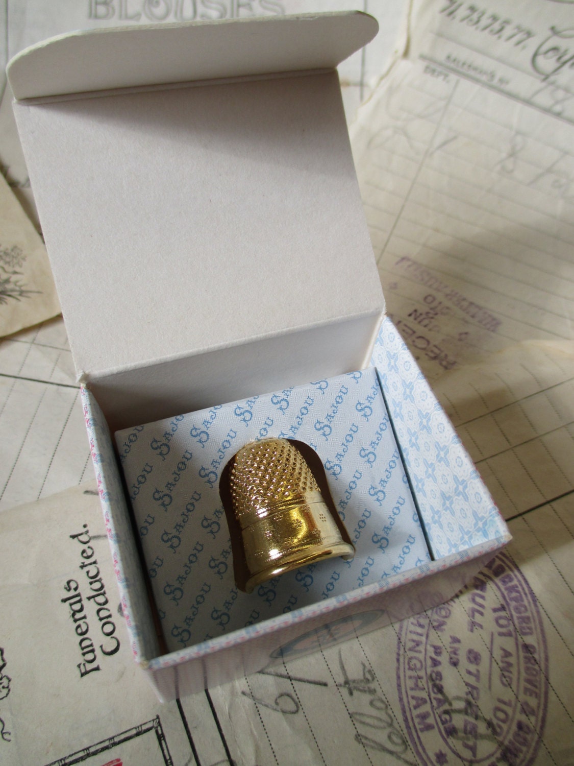 Sajou Gold Plated Brass Dressmakers Thimble- Size 0- 6