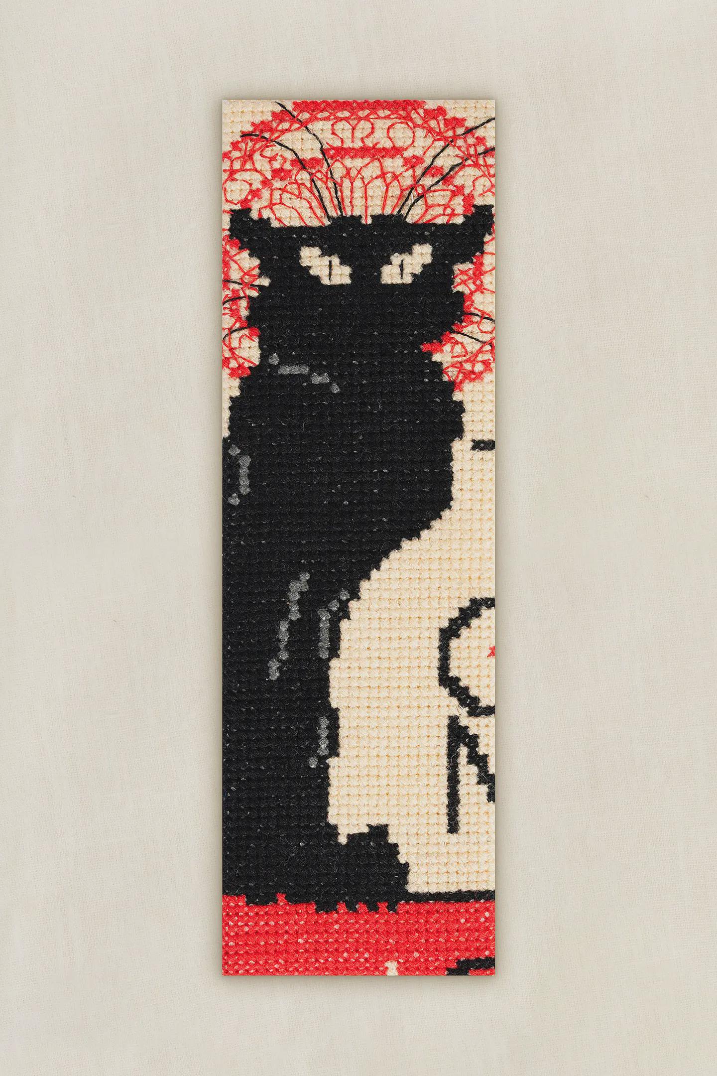 Tour of the Black Cat- Alexandre Steinlen- DMC Cross Stitch kit- Bookmark