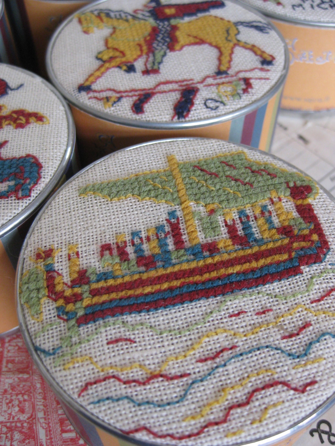 Sajou Museum & Heritage Bayeux Tapestry Cross Stitch Embroidery Kit- King Harold's Boat Pot