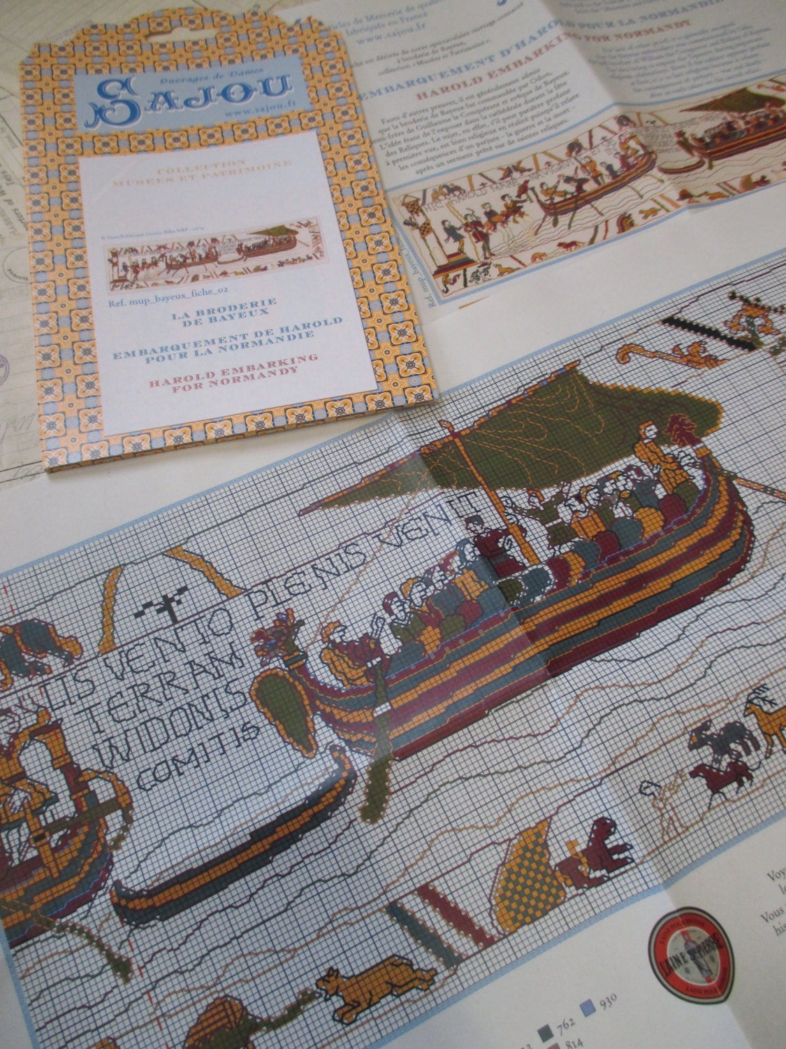 Sajou Museum & Heritage Bayeux Tapestry Embroidery Chart- Harold's Embarkment at Normany