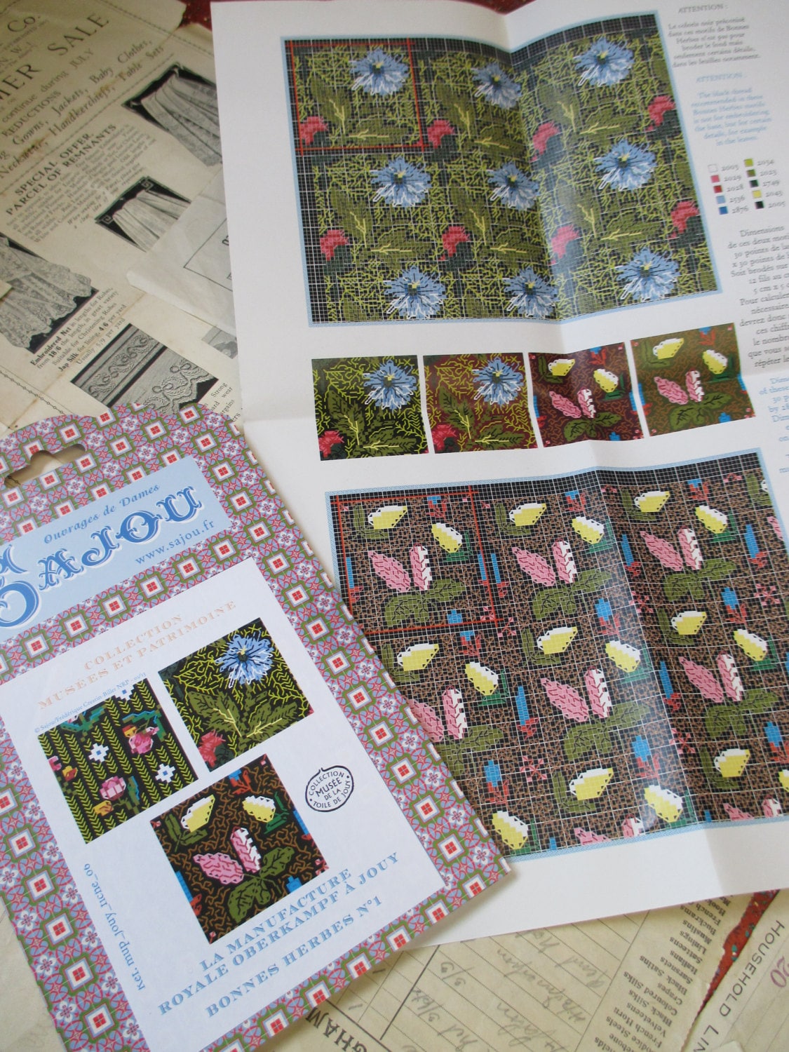 Sajou Museum & Heritage Toile du Jouy Embroidery Chart- Les Bonnes Herbes No.1