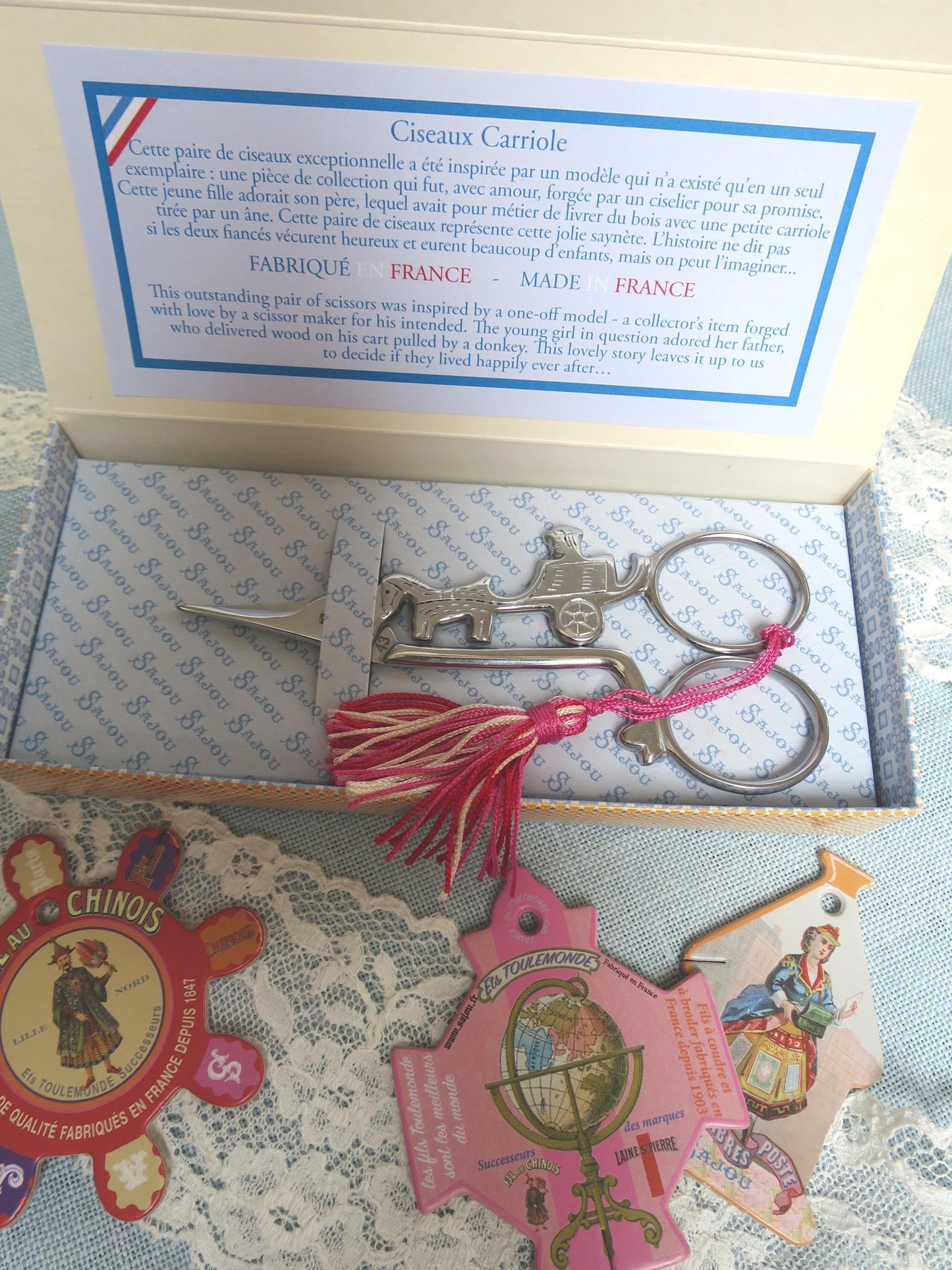 Sajou Boxed Woodmans Cart Hand Paired Embroidery Scissors