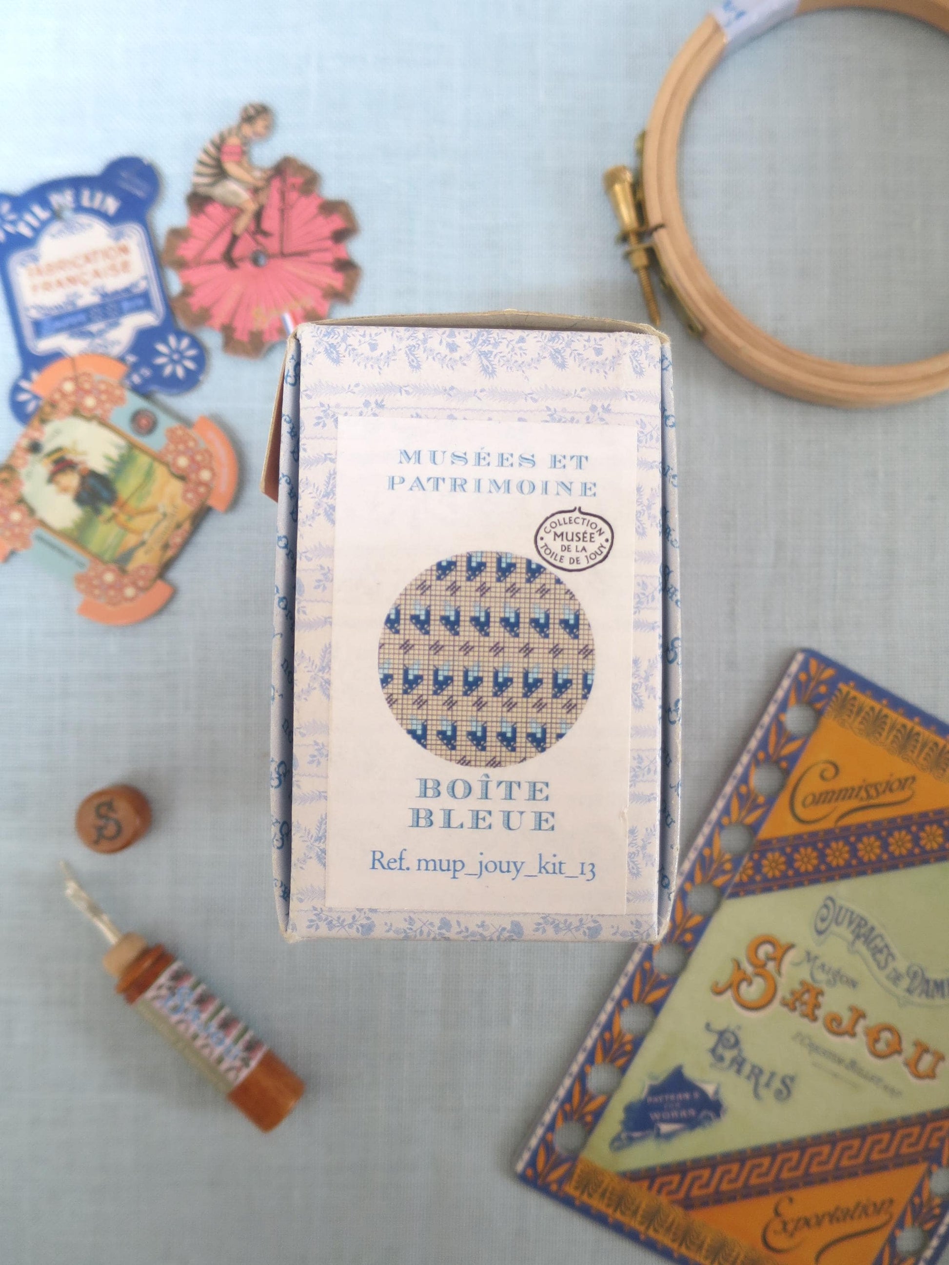 Sajou Cross Stitch Embroidery Kit- Blue Mignonnette Pot