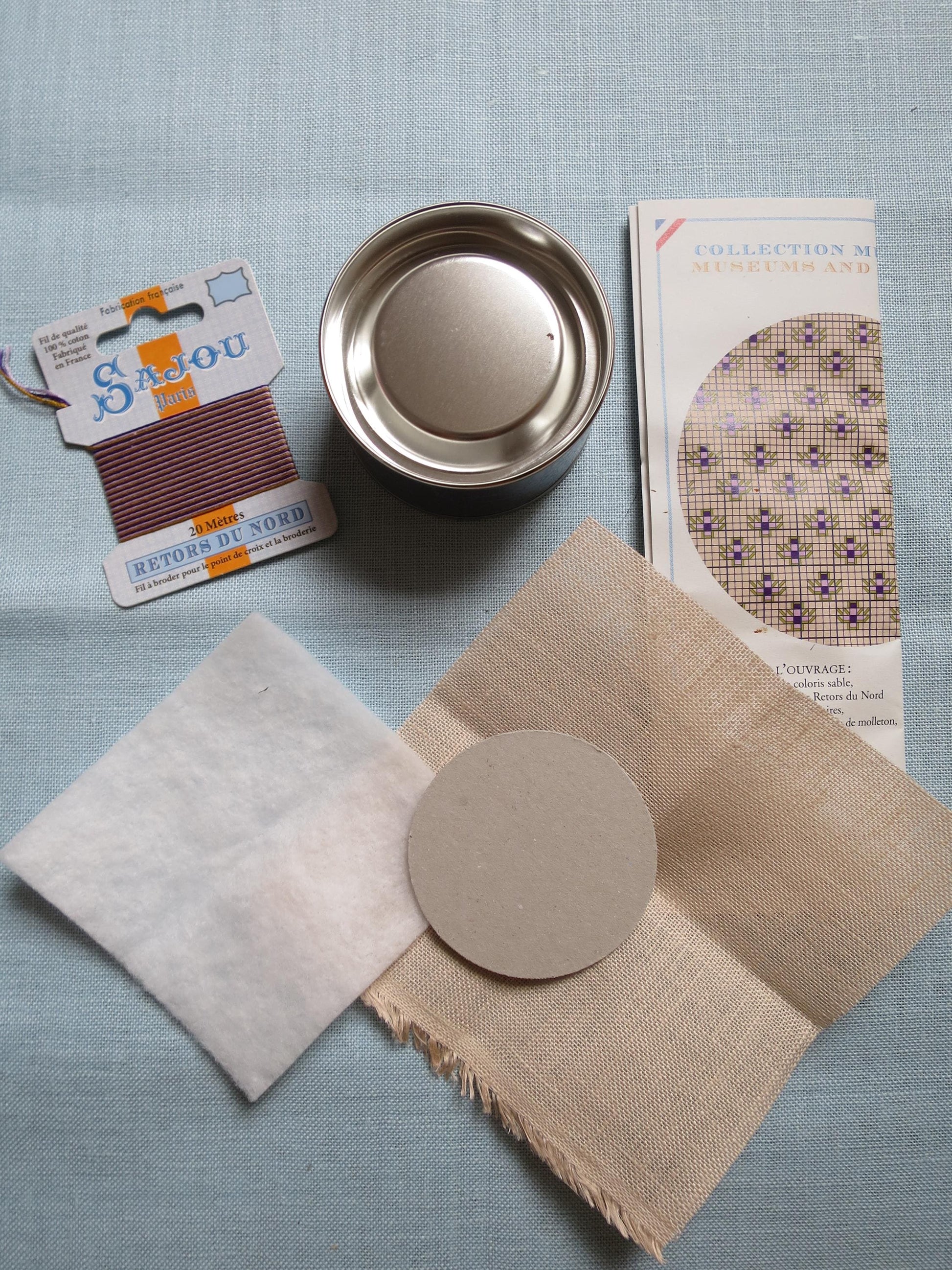 Sajou Cross Stitch Embroidery Kit- Violet Mignonnette Pot