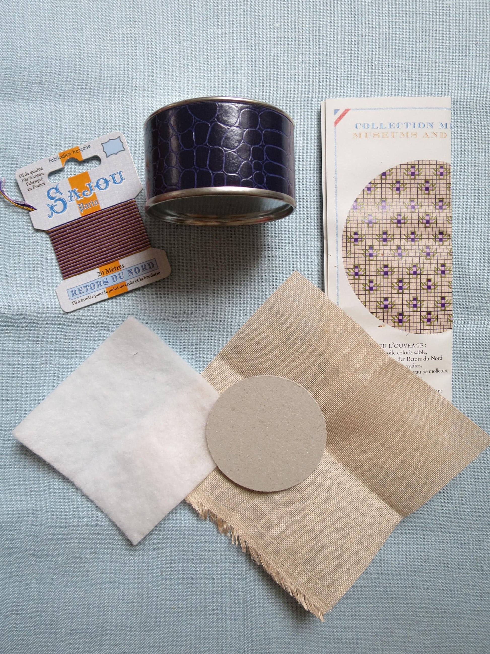 Sajou Cross Stitch Embroidery Kit- Violet Mignonnette Pot