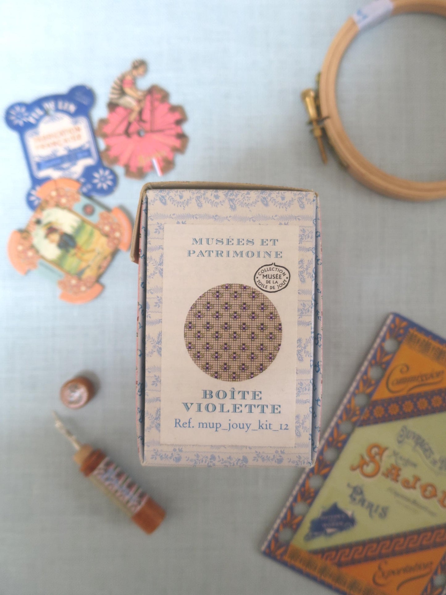 Sajou Cross Stitch Embroidery Kit- Violet Mignonnette Pot