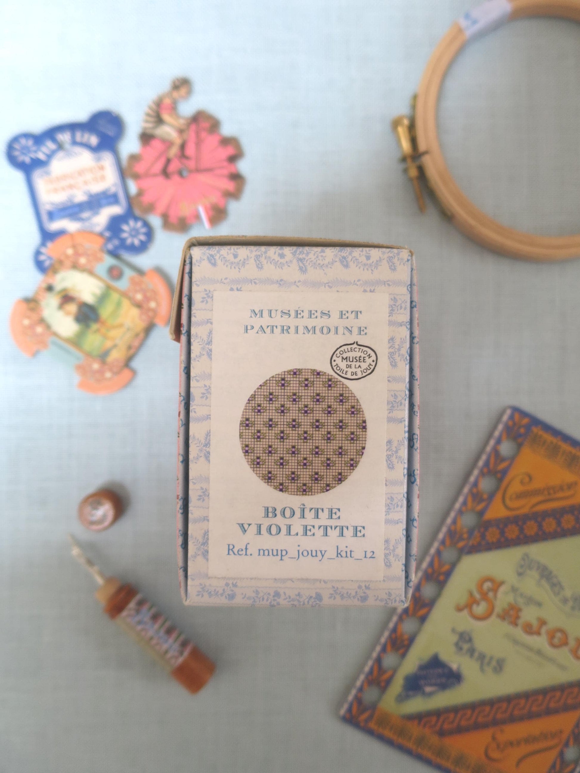 Sajou Cross Stitch Embroidery Kit- Violet Mignonnette Pot